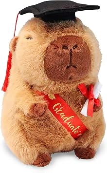 CHDBLOCK Graduation Capybara Plush Gift Set Include Stuffed Animal Capybara with Gown Cap with Graduation Gift for Him HerBrown