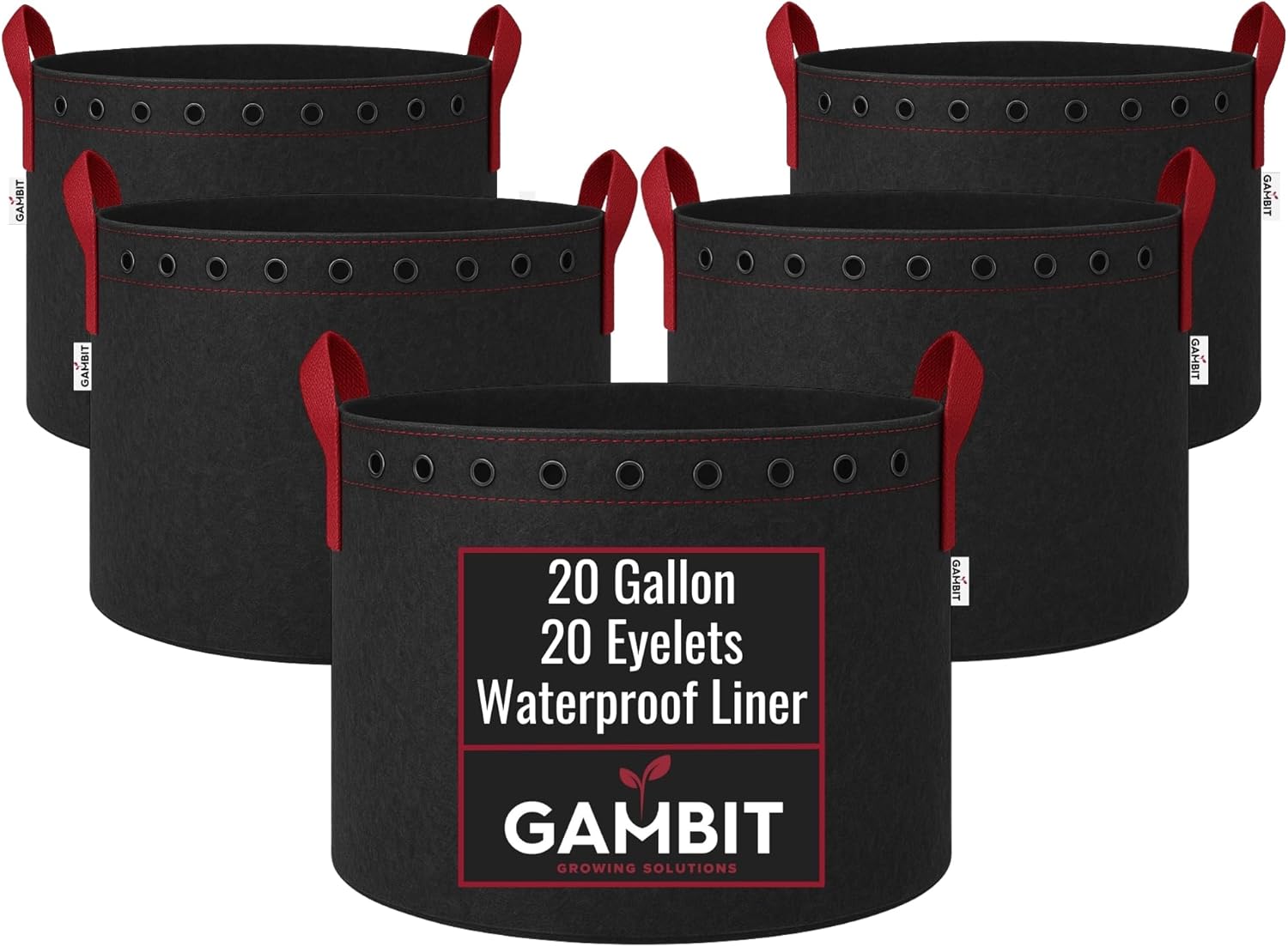 Fabric Grow Bags – 10 Gallon (5-Pack) Heavy-Duty 500G Pots with Handles & LST Rings for Vegetables, Flowers, Fruits - Image 1 of 5