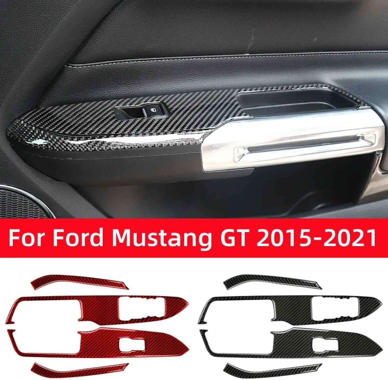 Car Interior Accessories Car Windows Lifting Switch Control Panel Decoration Cover Trim Sticker,for Ford Mustang GT 2015-2021