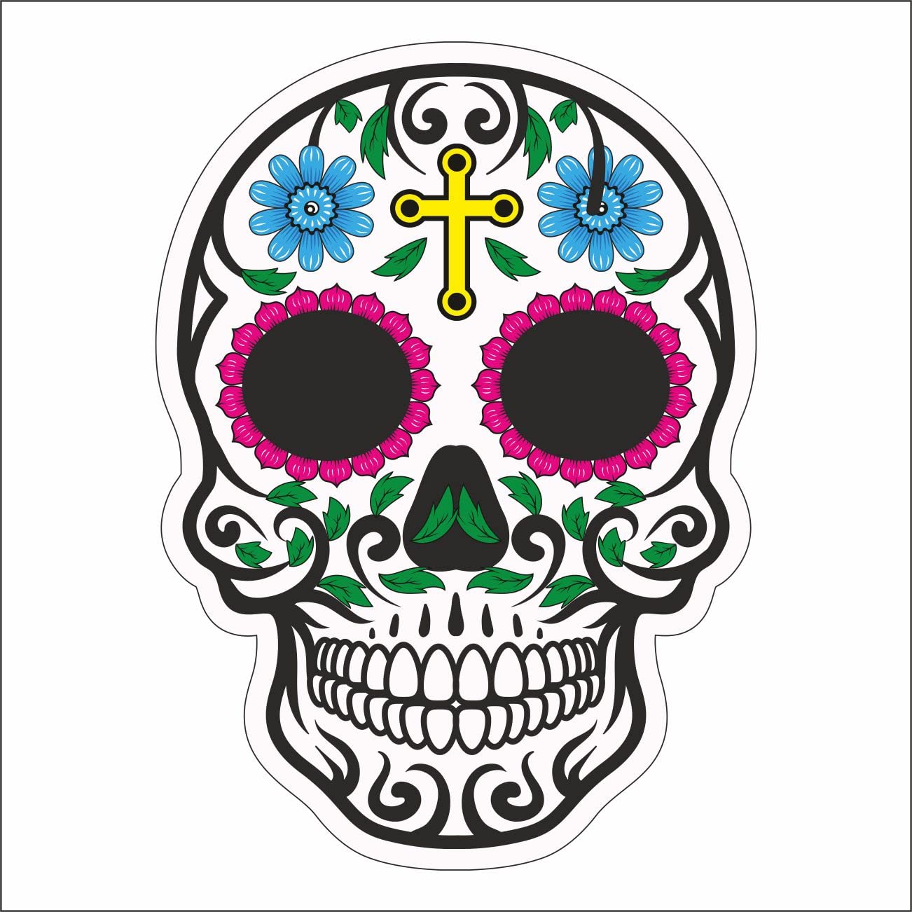 Adesivo Sagomato Teschio Messicano Con Bordo Bianco - Decorazione Per Auto, Moto, Casco E Pareti - Foto 9