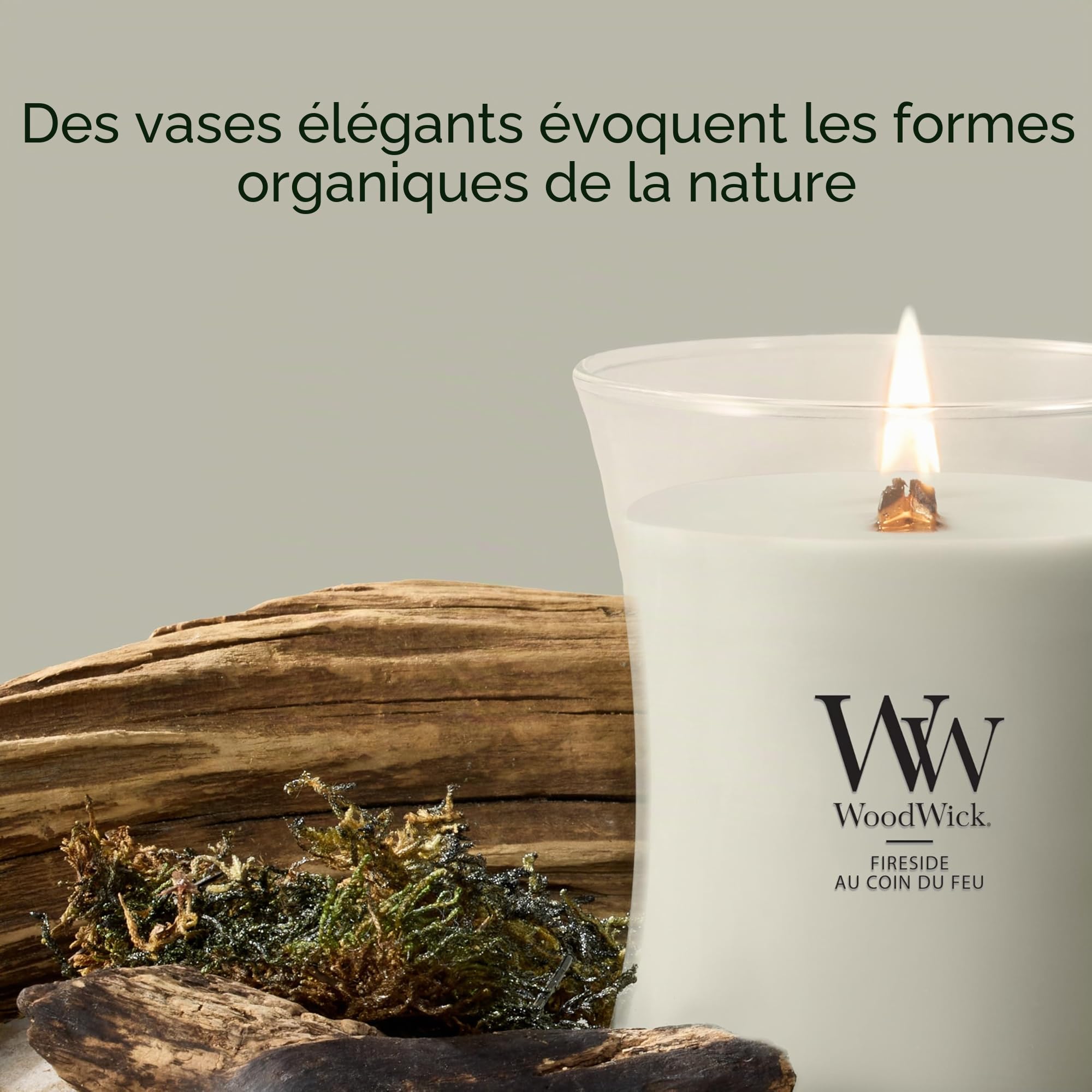 WoodWick | Grande bougie | Fireside | Excellent cadeau pour les femmes