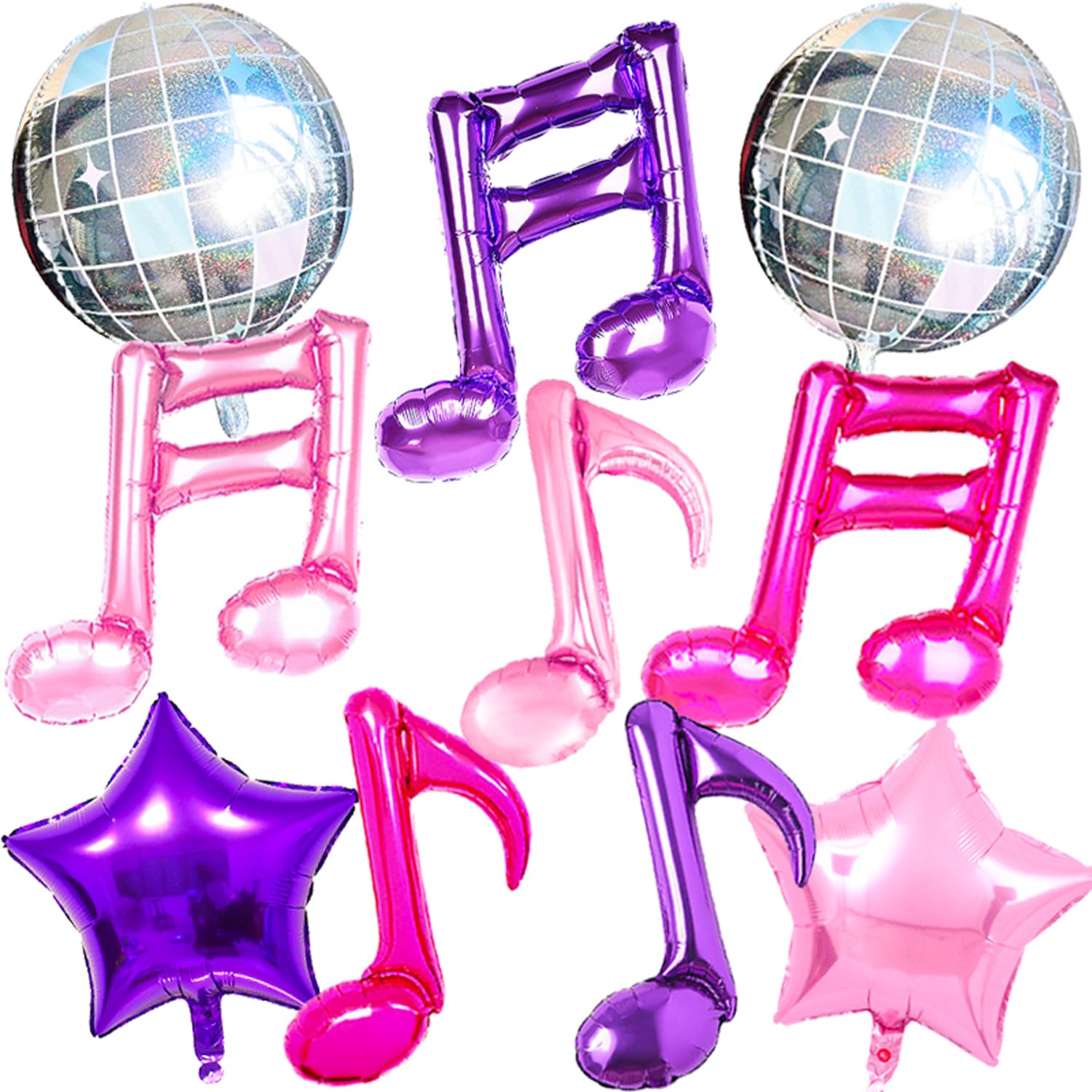 Photo 1 of 10 Pcs Kpop Balloons Music Note Balloons Pink Purple Hot Pink Music Note Disco Ball Balloon for Kpop Birthday Party Decorations