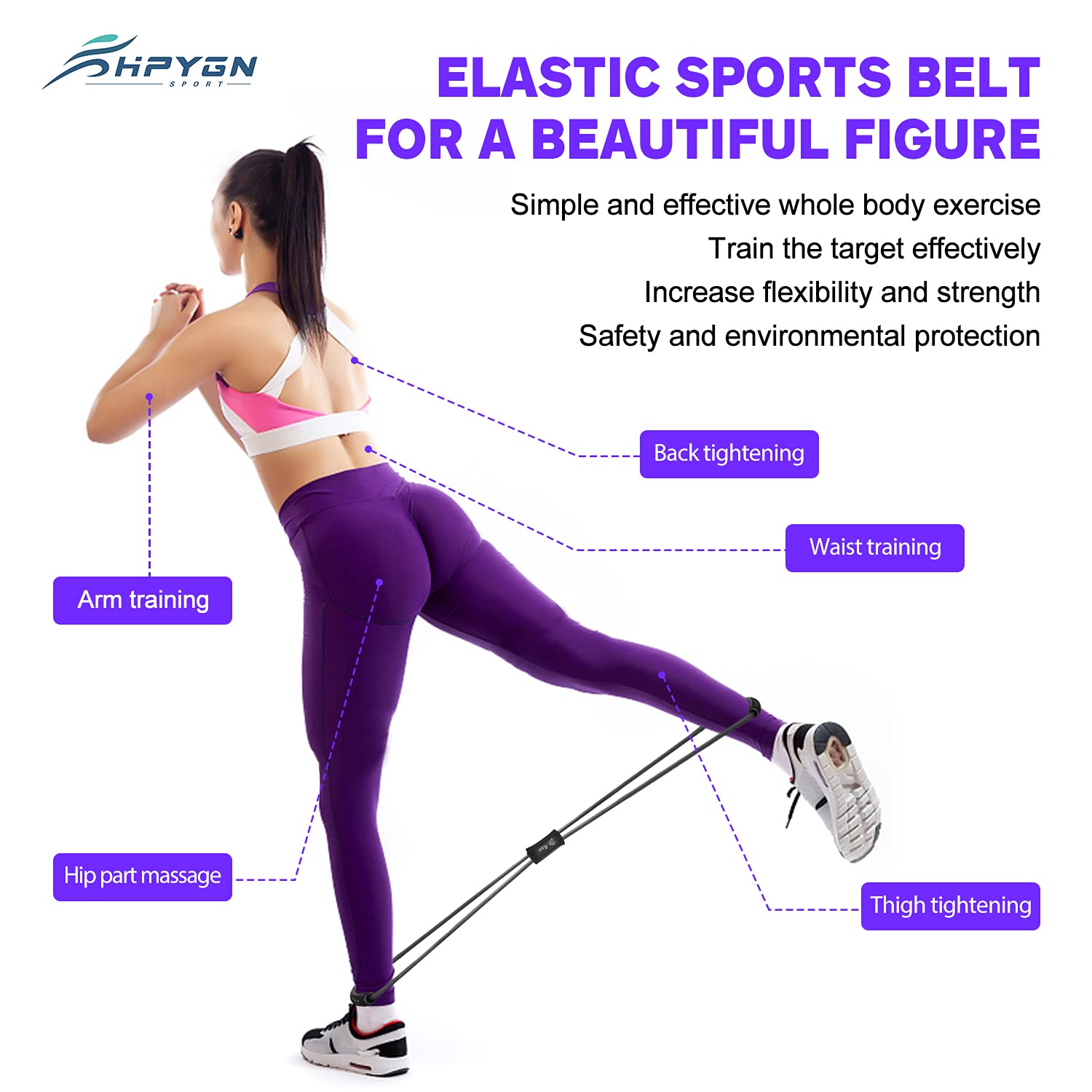 HPYGN Abbildung 8 Widerstandsband für Männer, Brustverbreiter für Frauen, Widerstandsübungsbänder Set von 3, Yoga-Gym-Fitness-Ziehseil Home Workout, 8 Wort Elastisch für Exerciser Muskeltraining