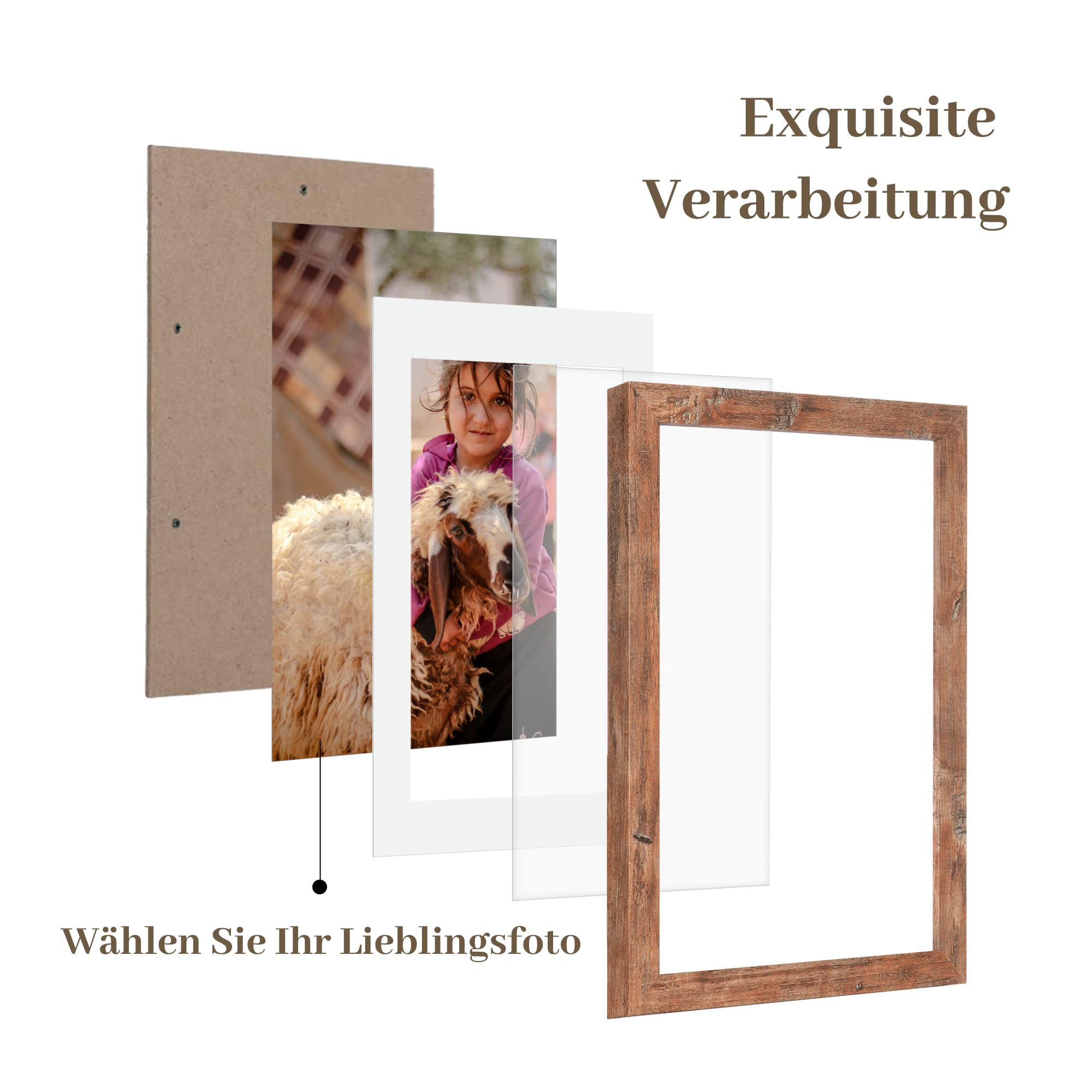 Cornice Portafoto BESCRCL 33x43 Cm – PVC Marrone – Protezione Plexiglass HD – Da Parete - 4