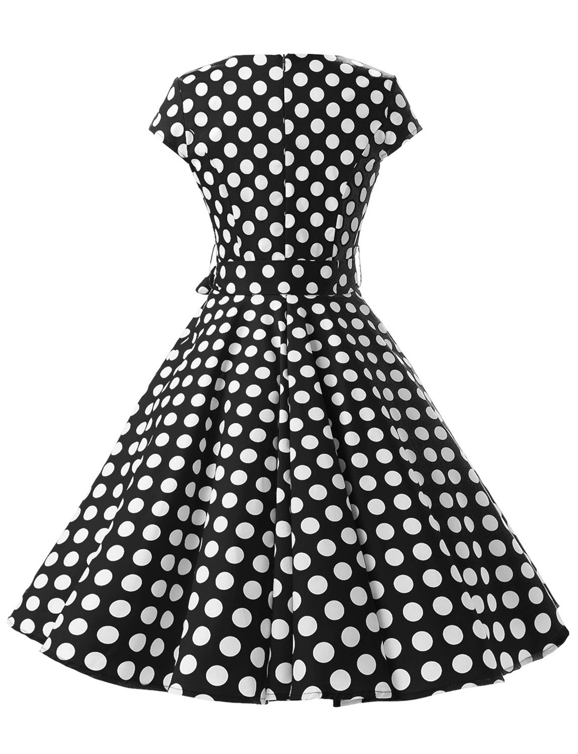 Dressystar Vintage Anni '50 Polka DOT e Tinta Unita Abiti da Ballo cap-Sleeve