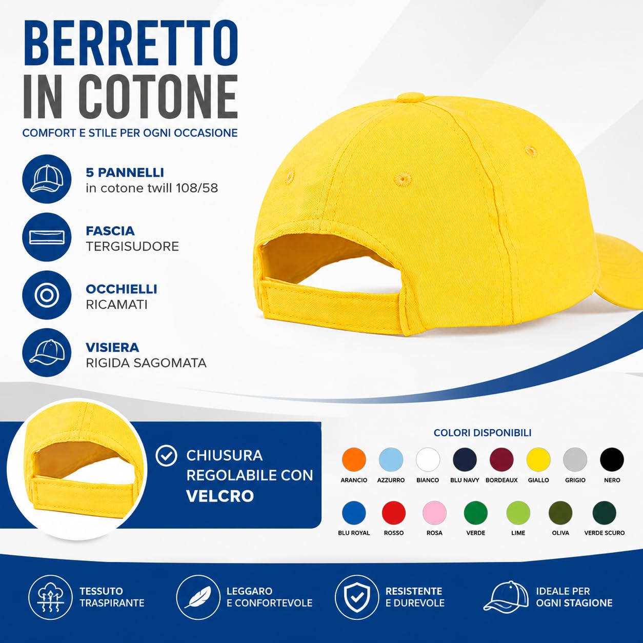 Stock da 10 Cappellini Personalizzati con Logo Gadget Personalizzabili Promozionali con Stampa per Eventi, Gite, Fiere, Aziendali Berretti Pubblicitari da Uomo e Donna Stampati con Visiera