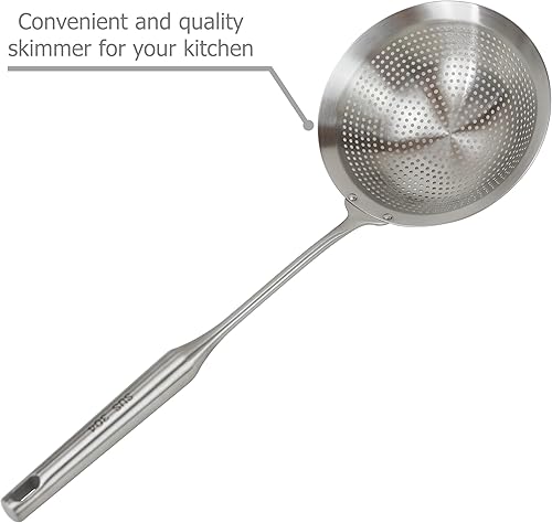 Miniatura 4 de EIKS Cucharón ranurado de acero inoxidable para cocinar, escurrir, freír, verduras, pastas, papas, total de 17.6 pulgadas de largo