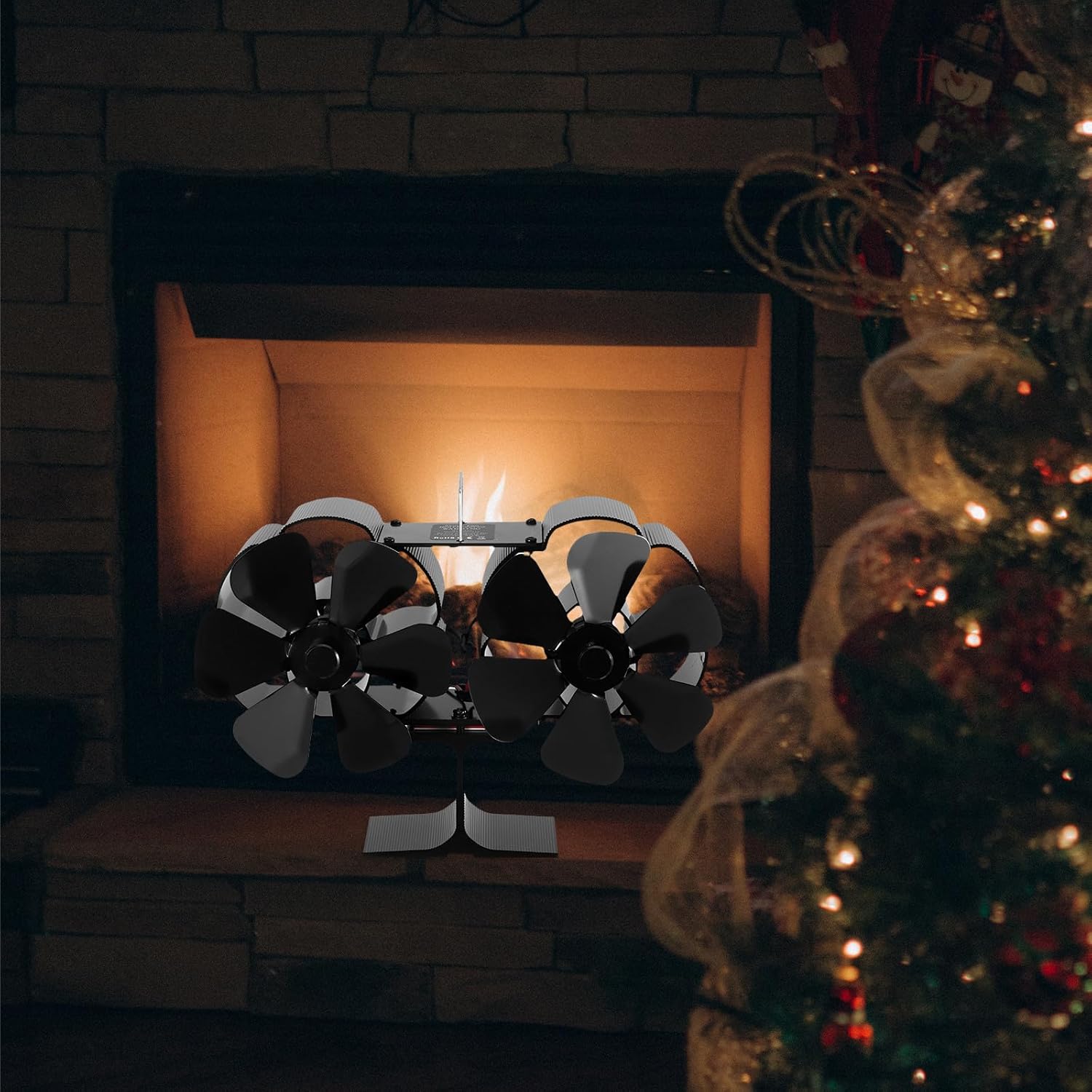 ABOOFAN Wood Stove Fan Heat Powered - 12-blades Double Motor Non Electric Thermoelectric Heat Activated Fireplace Fan for Wood Burning Stove/Log Burner