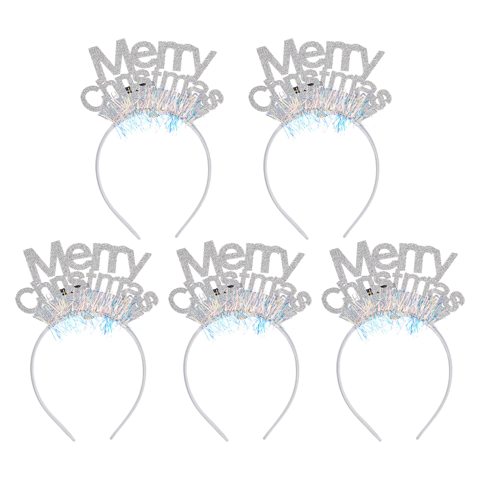 Kalttoy Women's 51394 Silver 5Pcs Lighted Christmas Headband Glowing Hairband Ornament For Holiday Party Stylish Festives Hair Hoop Accessories Festives Hair Hoop