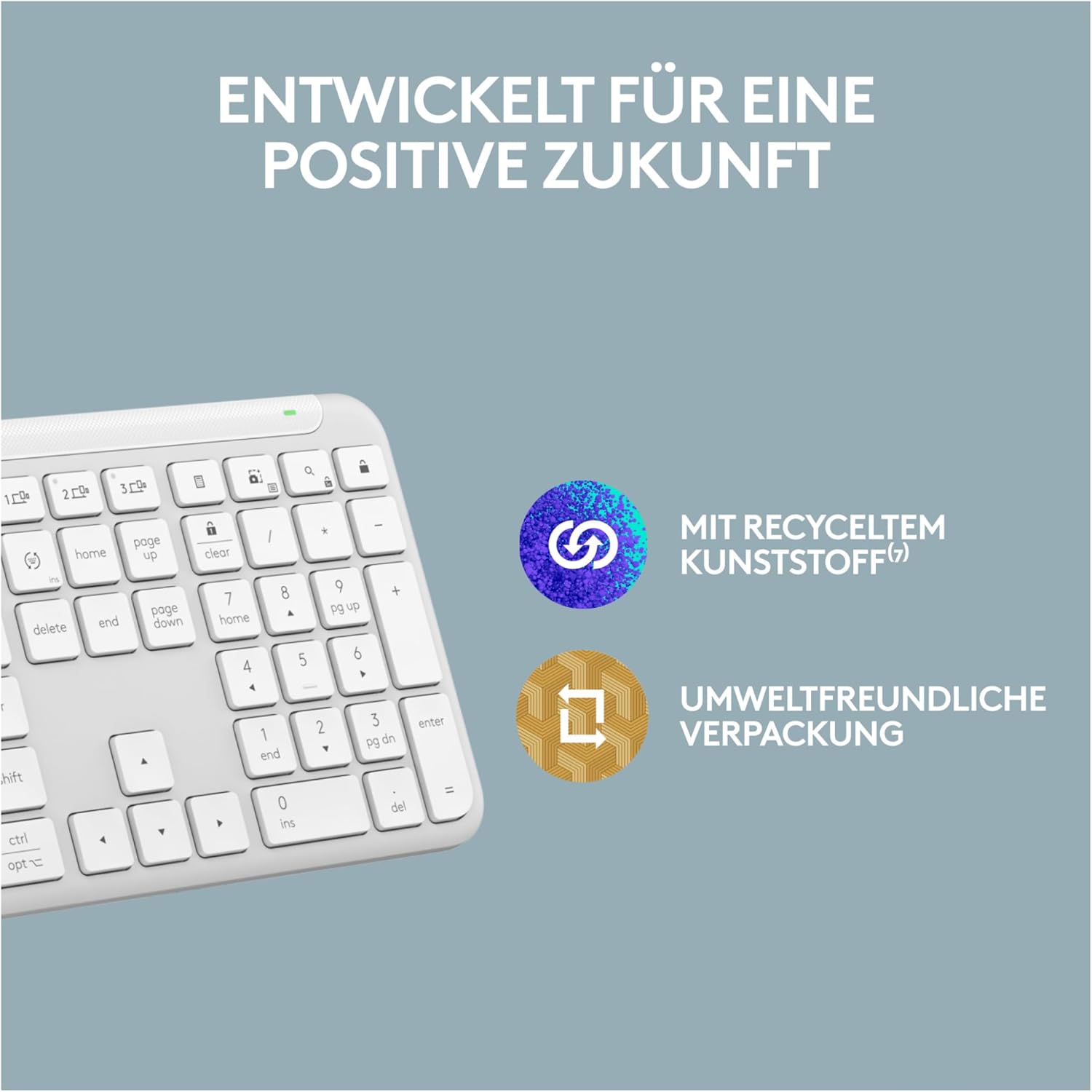 Logitech K950 Signature Slim Keyboard Office Rf Wireless +, W129171498 (Office Rf Wireless + Bluetooth Qwertz German White)