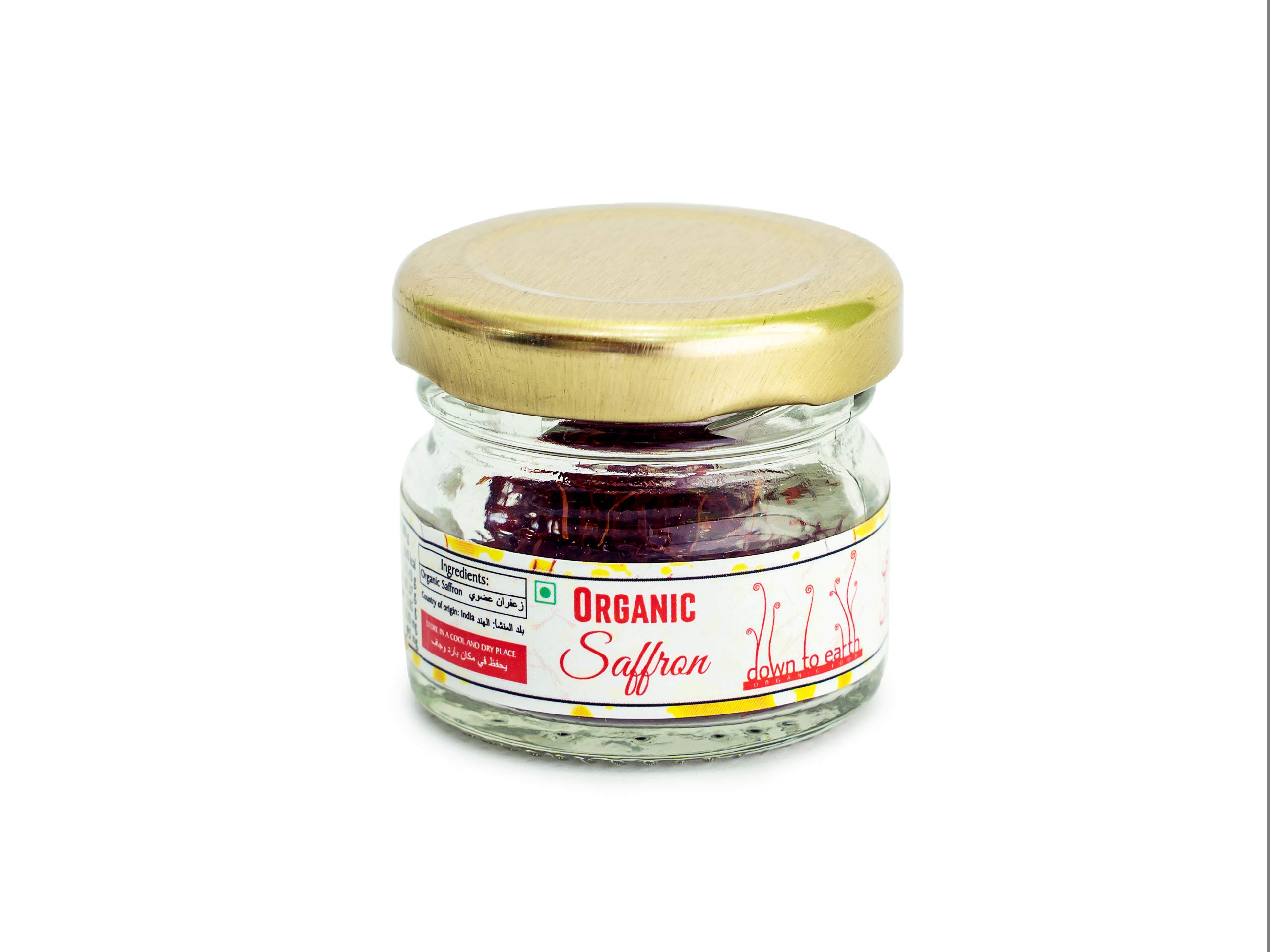 Pure Organic Saffron; 100% Natural | No Added Preservatives | Organic Saffron Extracts; Down To Earth Foods; Organic Kesar 1g