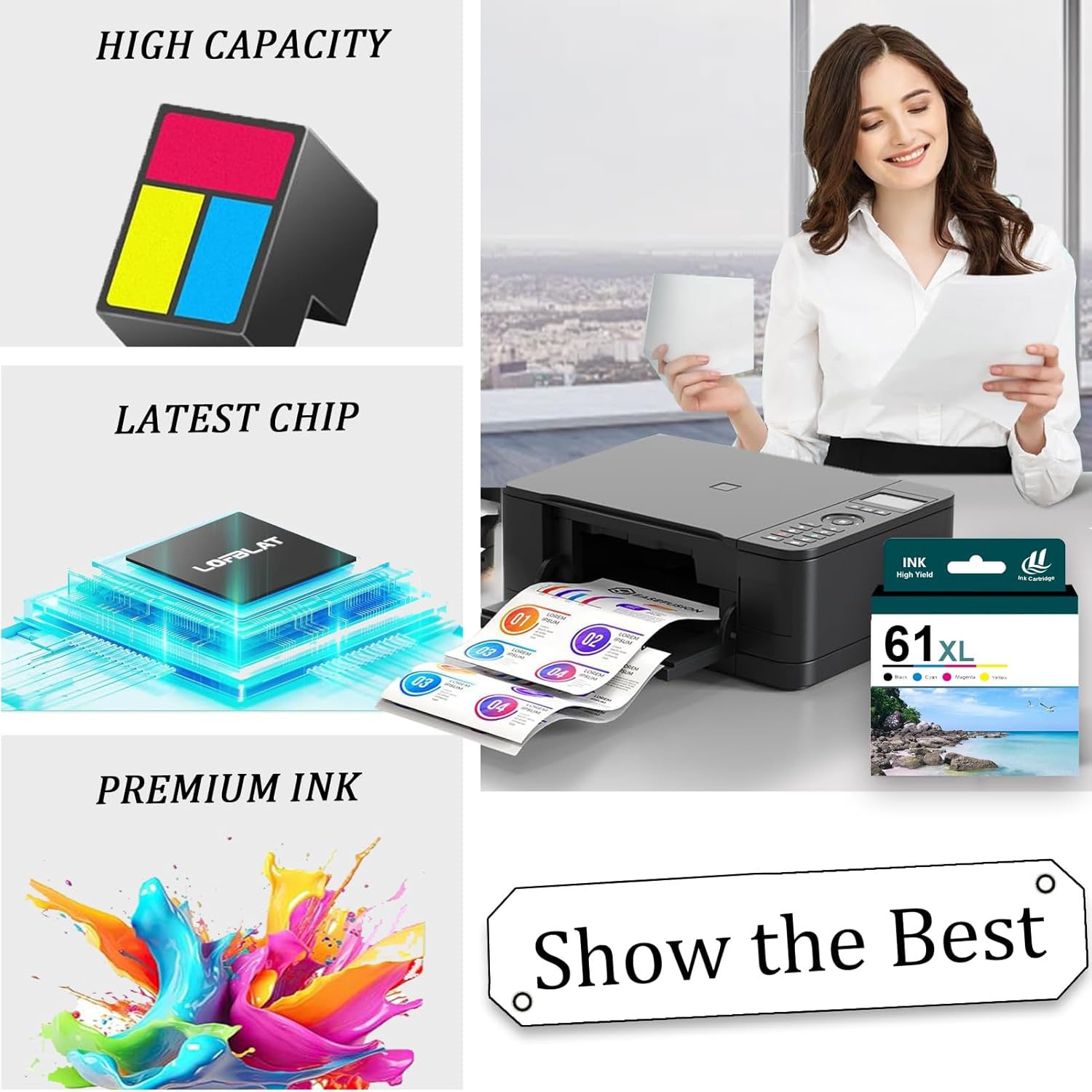 Compatible for HP 61XL Ink Cartridge Combo Pack Replacement for 61 XL Cartridges Fit for HP OfficeJet 2622 2000 2624 DeskJet 1000 1010 1012 1014 Envy 4500 4502 Printers (1 Black)