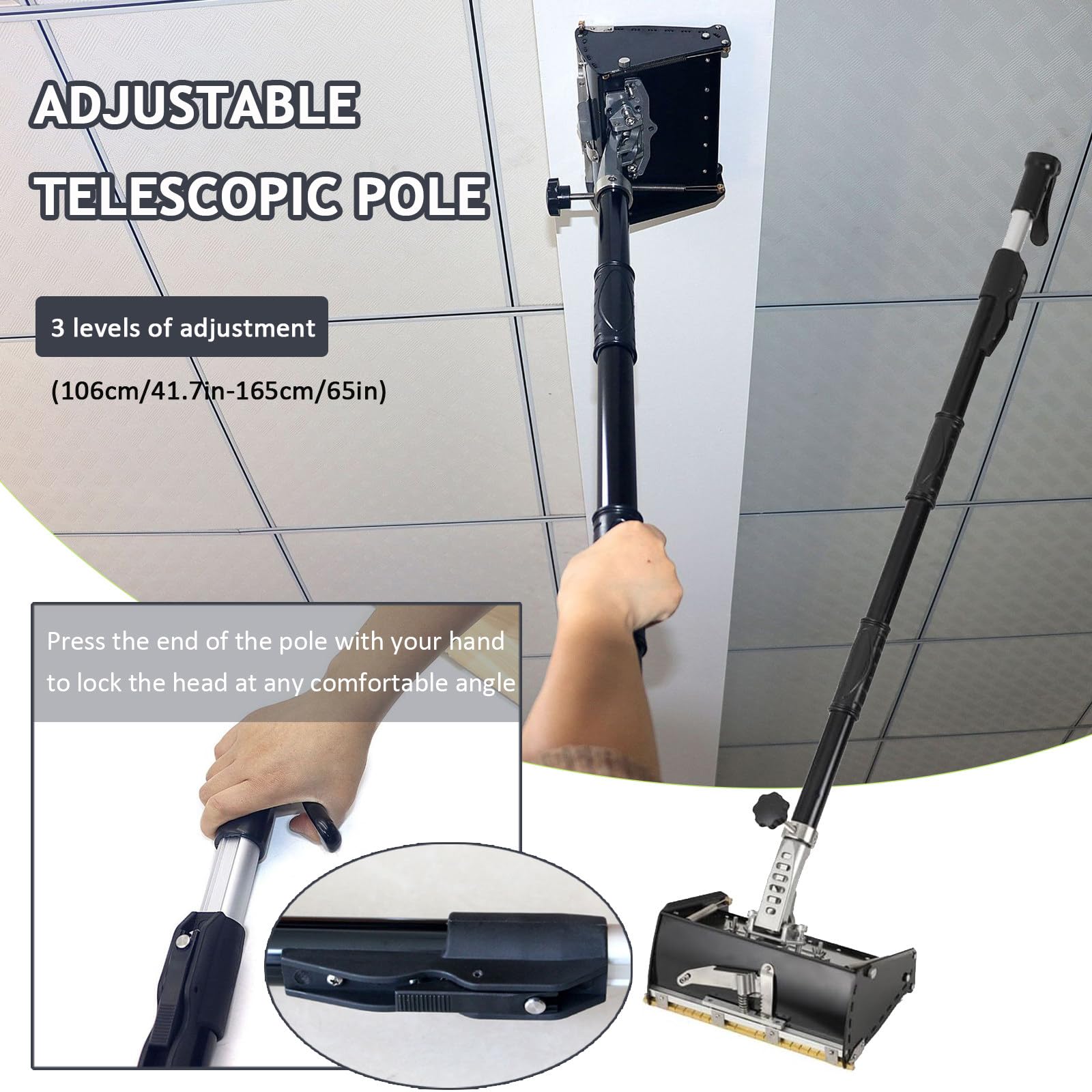 Caja de Acabado Plana para Paneles de Yeso de 8", 10" y 12" con asa Extensible de 42" a 65", Caja de Aluminio para Acabado de Placas de Yeso y Placas de Yeso,8in