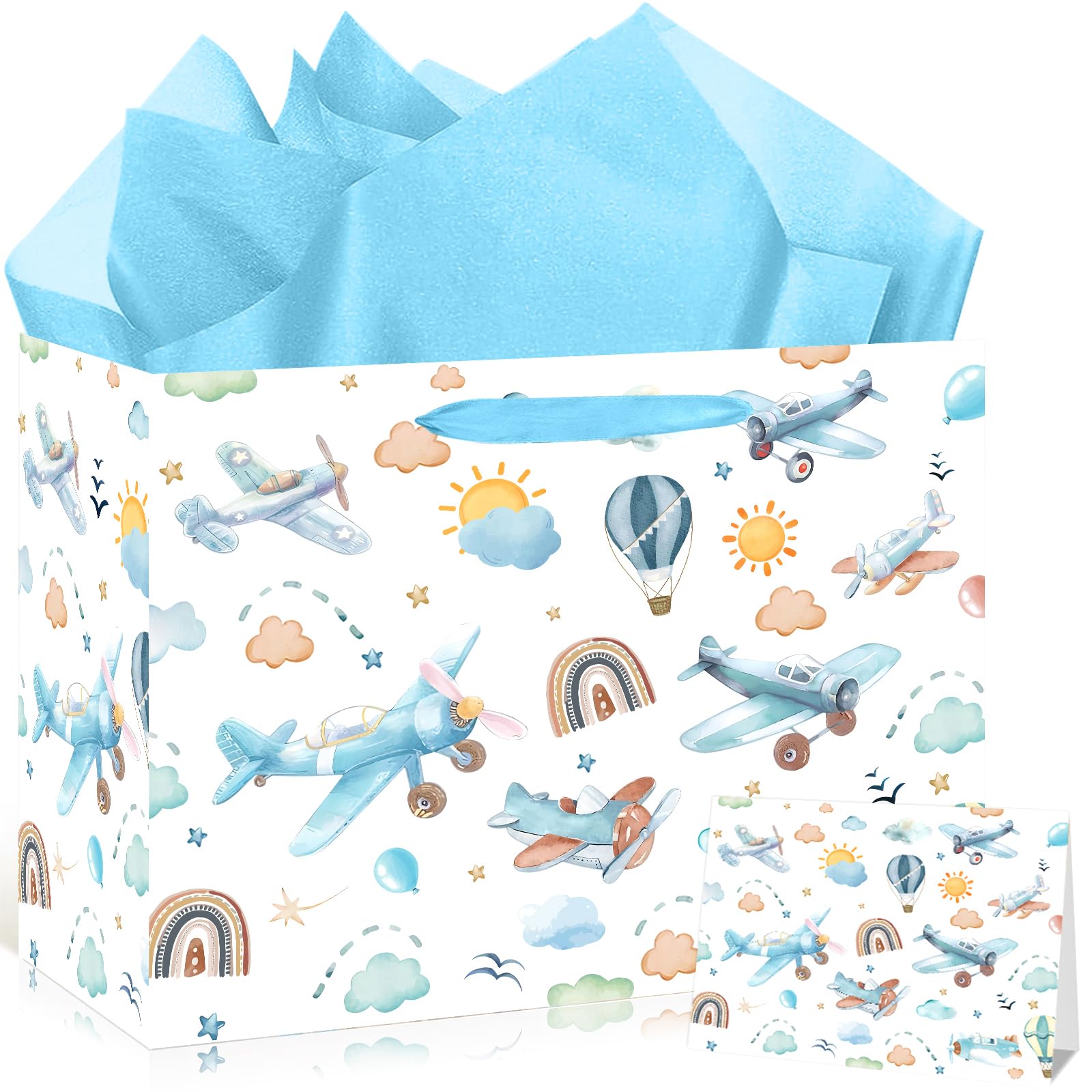 Airplane Gift Bag with Tissue Paper and Card