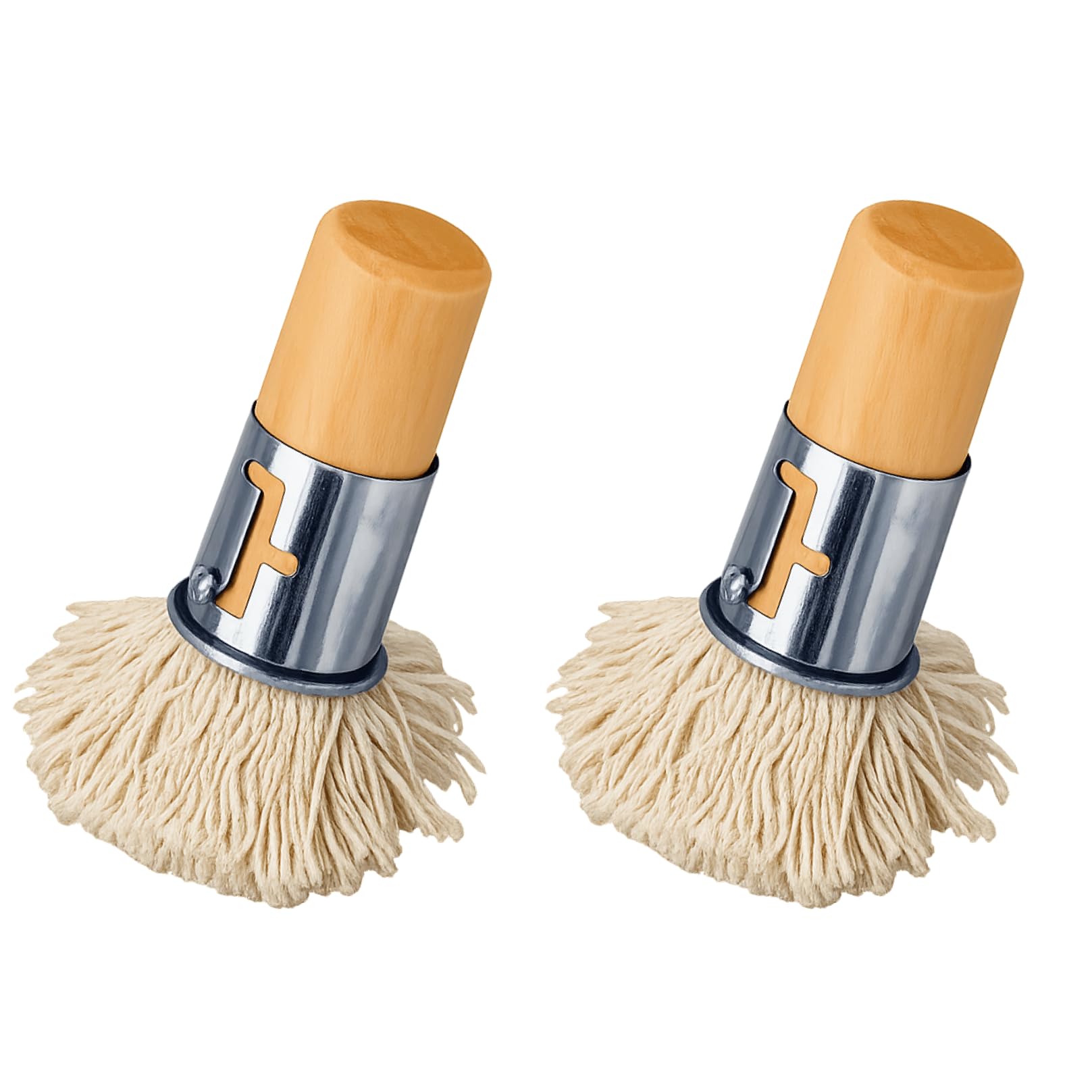 Takoyaki Oil Brush 2-Pack, Restaurant-Grade Cotton Basting Brush with Wooden Handle for Teppanyaki Grill, Cast Iron Seasoning, Okonomiyaki & Taiyaki Pans, Heat Safe Oil Applicator