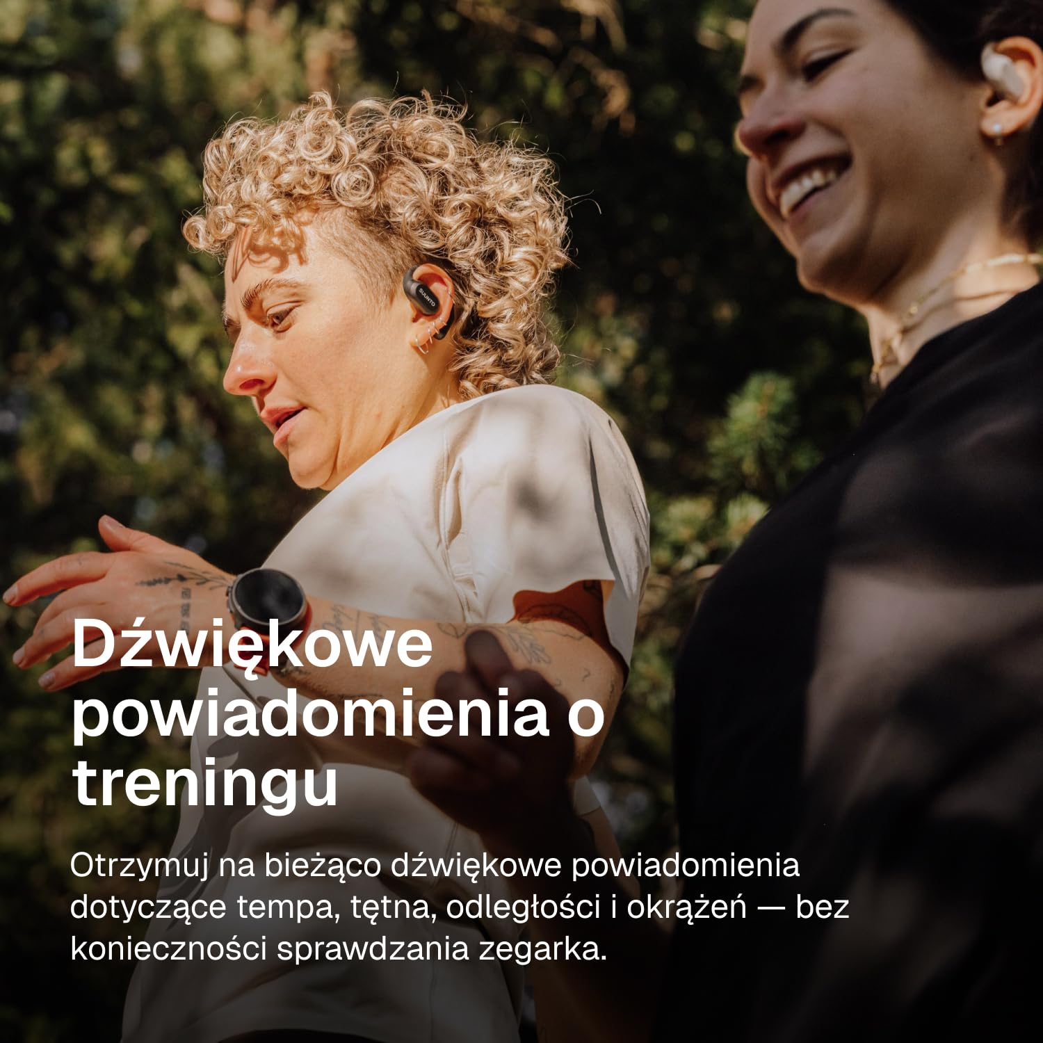 SUUNTO Spark – sportowe słuchawki douszne typu Open Ear, lekkie i wygodne, wodoodporność IP55, do 36 h odtwarzania, Bluetooth 5.4, sterowanie ruchem głowy – do treningu i codziennej aktywności.