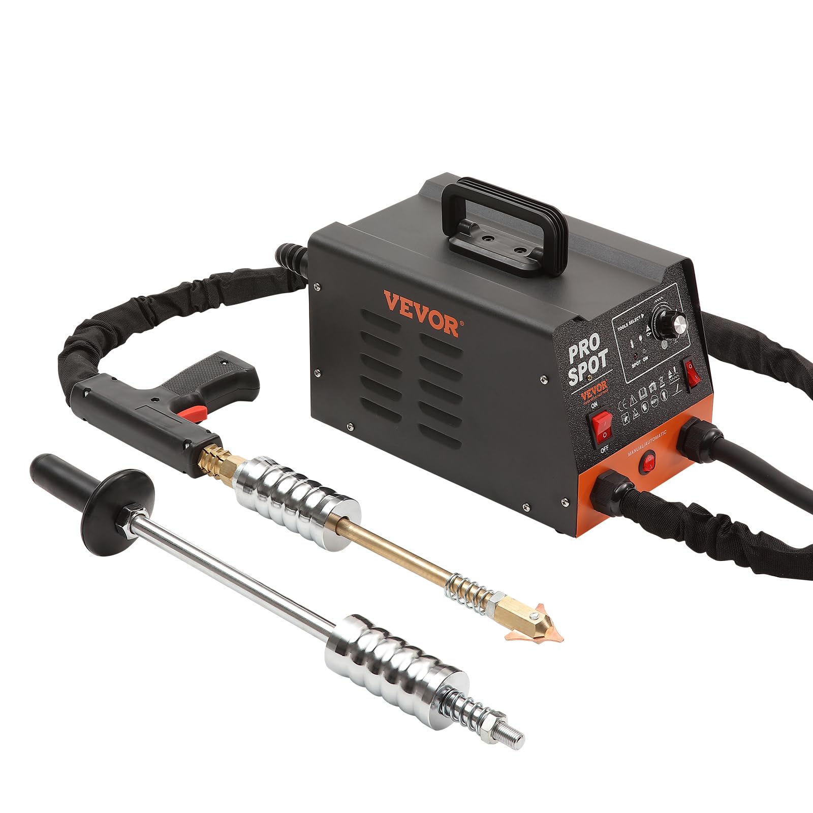 VEVOR Kit Estrattore per Carrozzeria 3KW, Stazione Saldatrice per Rimozione Ammaccature a Punti 6 Modalità di Saldatura, Kit di Strumento per Riparazione Ammaccature Carrozzeria per Auto Camion Moto