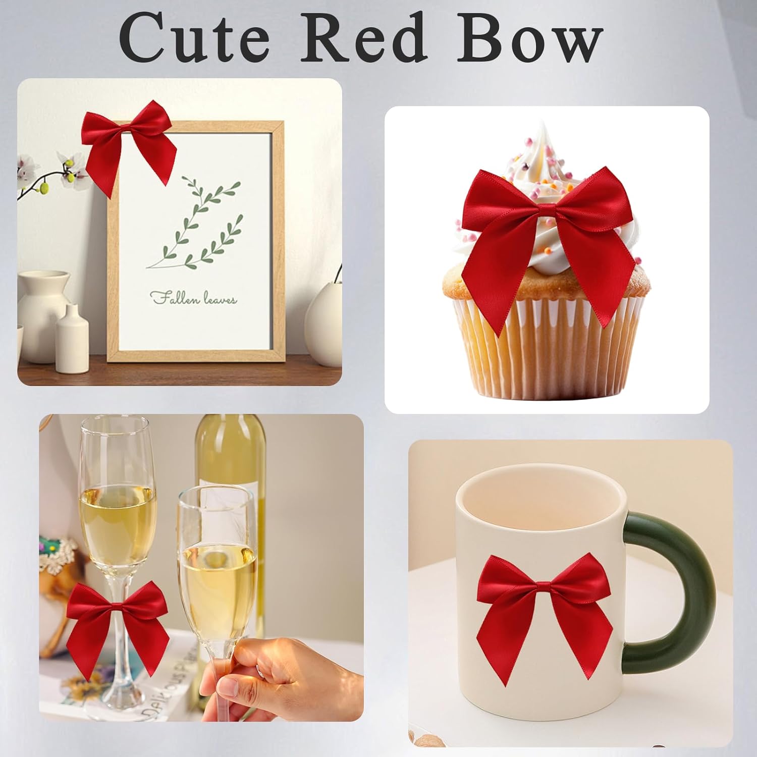 50pcs Mini Red Bows for Gift Wrapping, 2.5 Inch Red Satin Ribbon Bows for Craft Twist Tie Bows with Double - Sided Tape for Treat Bags Pretied Bows for Baby Shower Wedding Decorations - Image 5