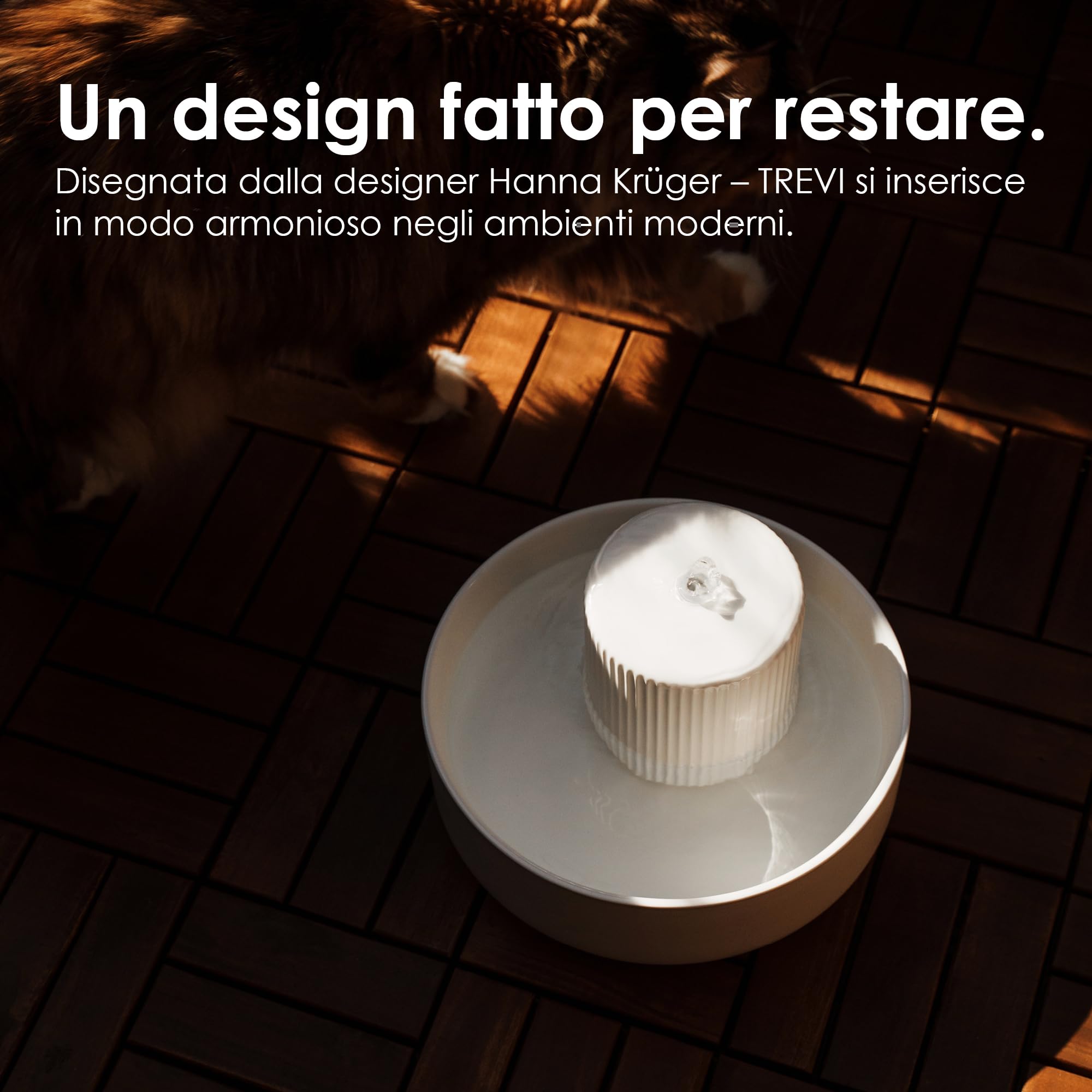 LucyBalu® Trevi Fontana per gatti in ceramica da 2.8 litri I Antracite