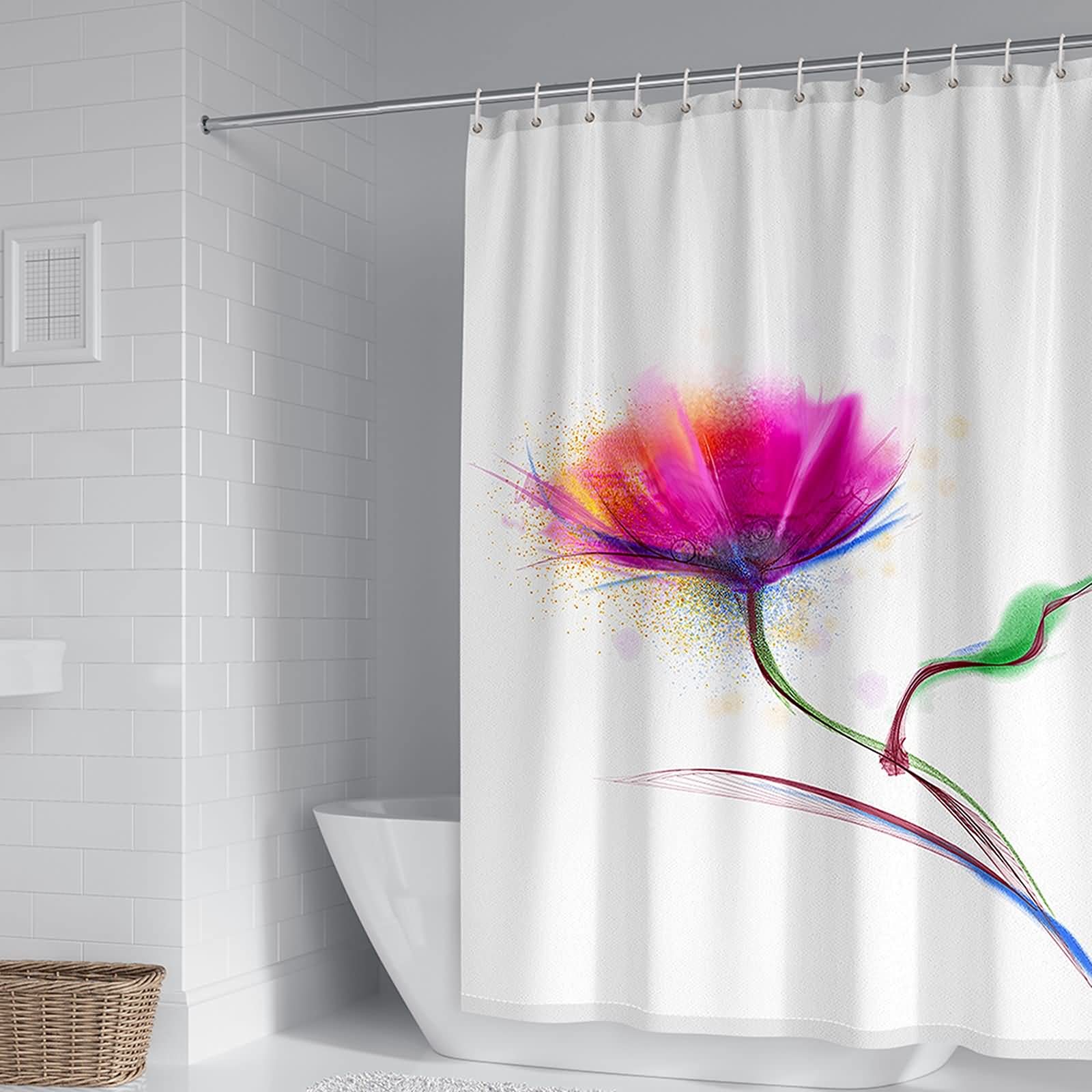Rideau de douche anti-moisissure fleur multicolore imperméable 150x180