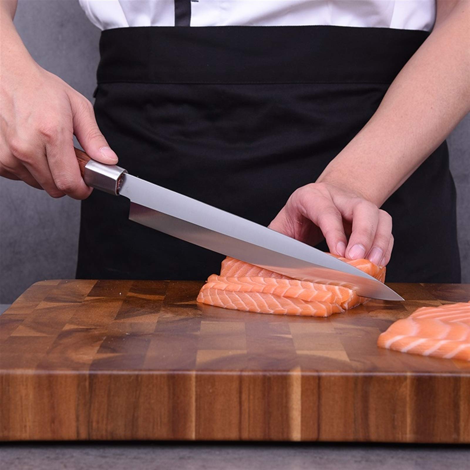 Coltello da 10 pollici Sushi Salmone Sashimi Yanagiba Coltelli da cucina Cuoco unico Chef Filetto di pesce Alta qualità con manico in legno coltelli (Color : Red, Kitchen Knife Size : 10 inch)