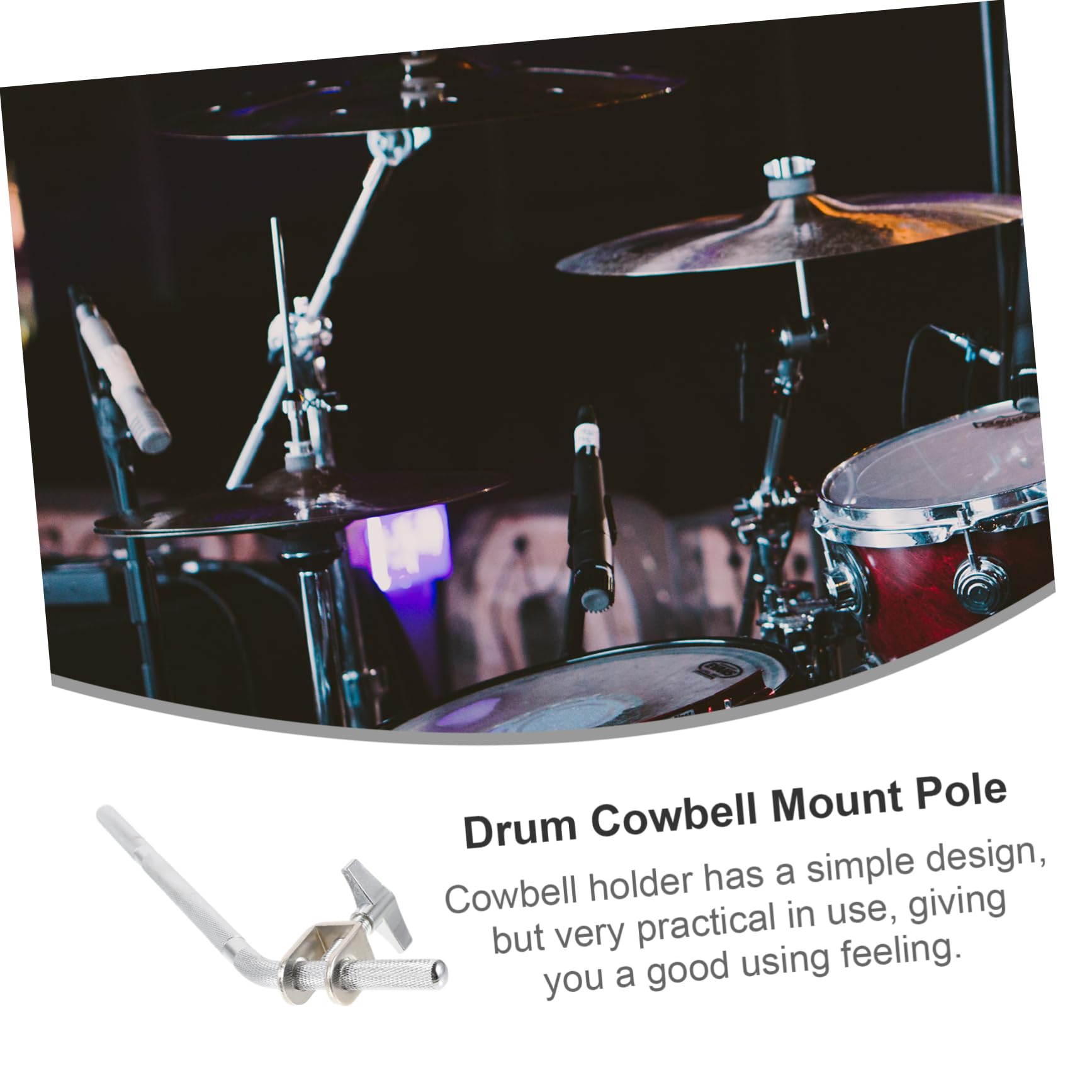 Yardwe Drum Cowbell Mount Holder Rod Durable Cowbell Support for Drum Percussion Clamp for Bass Drum Essential Accessory for Musicians
