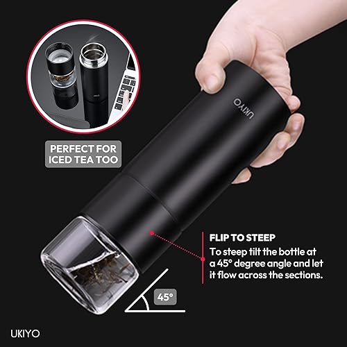 Miniatura 6 de Ukiyo Steel Premium Stainless Steel and Glass Tea & Fruit Infuser Bottle - Travel Tumbler with Stainless Steel Filter