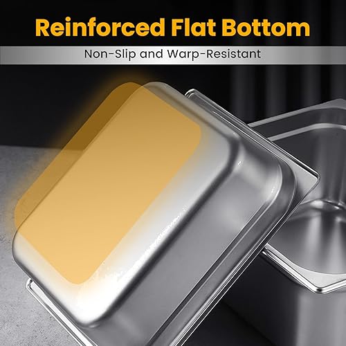 Miniatura 9 de Sartén de vapor de 16 de tamaño x 6 pulgadas de profundidad, paquete de 6 bandejas de cocina de acero inoxidable antiatascos (más tamaños y opciones