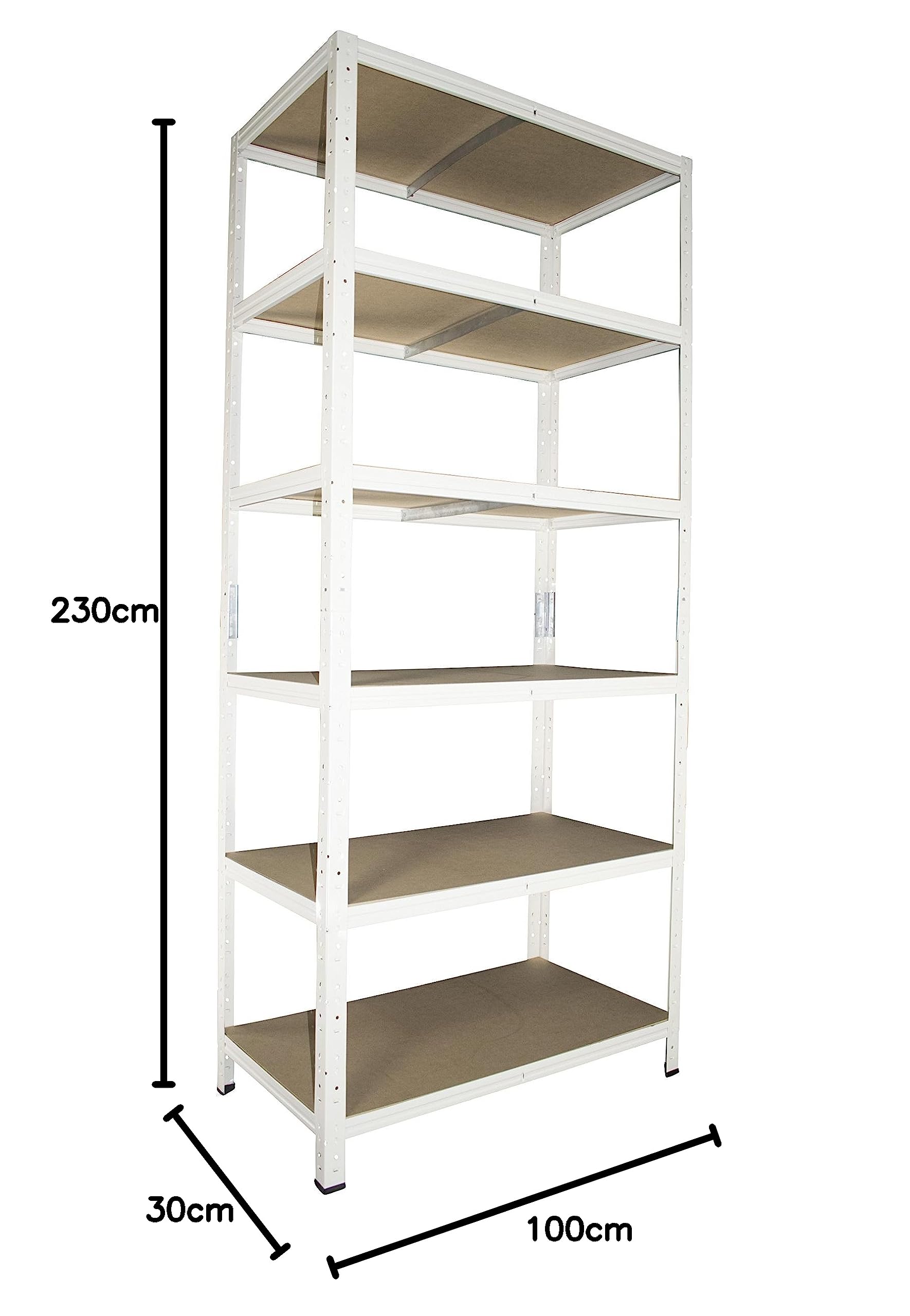 shelfplaza® 230x100x30cm HOME Scaffale metallo per carichi pesanti bianco con 6 ripiani con 145kg capacità di carico/Scaffali in metallo per garage come scaffali per ripostiglio o officina