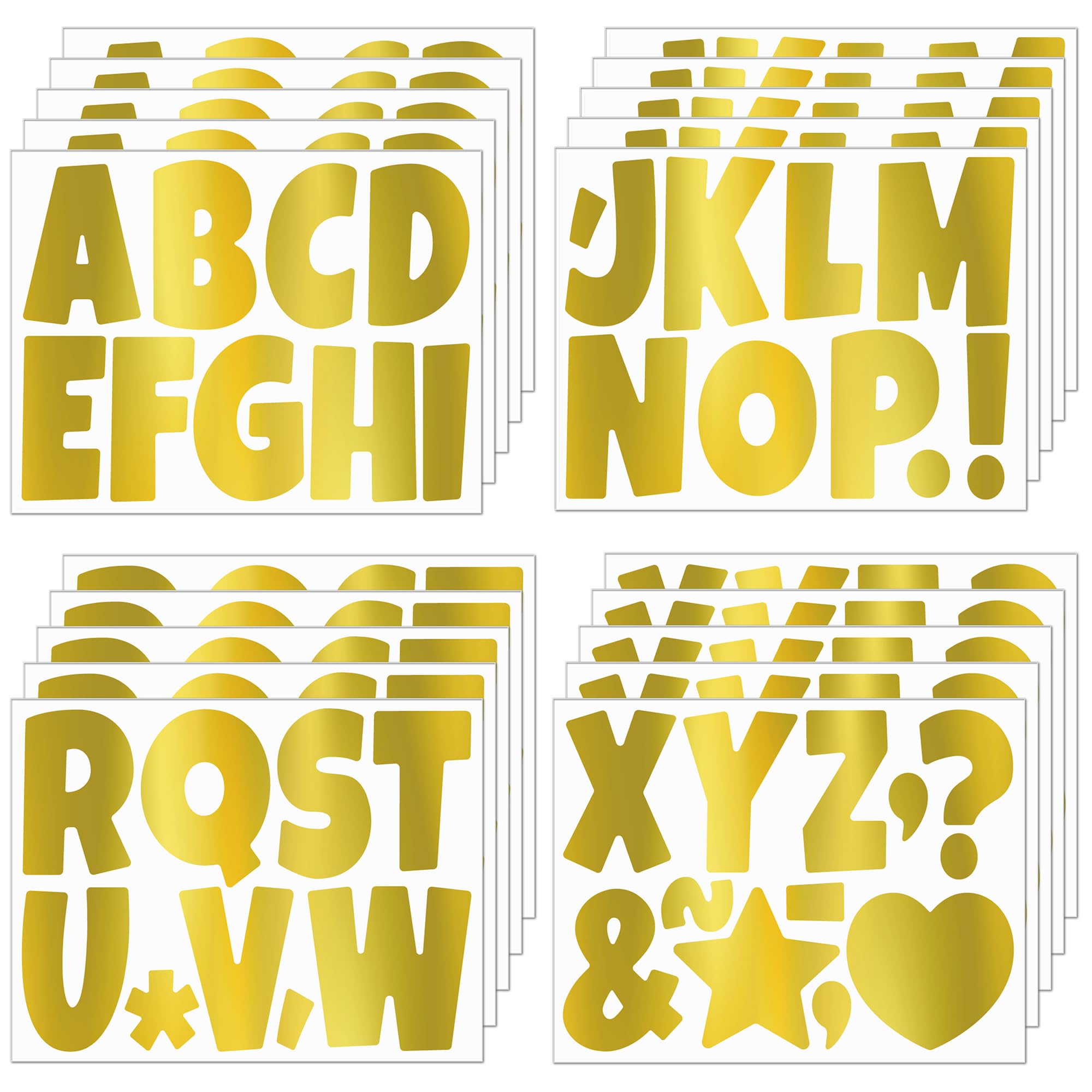 Photo 1 of 195 Pcs Bulletin Board Letters Large Letter Stickers 4 Inch Self Adhesive Vinyl Waterproof Alphabet Stickers for Poster Board Letters Mailbox Classroom School Home Decor (20, Gold)