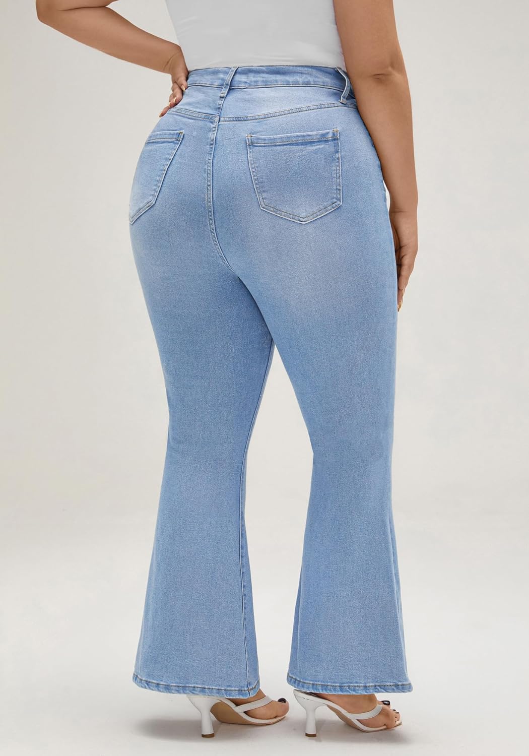 EMMIOL Women's Flare Wide Leg Jeans Stretchy High Waisted Bell Bottom 2026 Basic Bootcut Denim Pants - Image 4