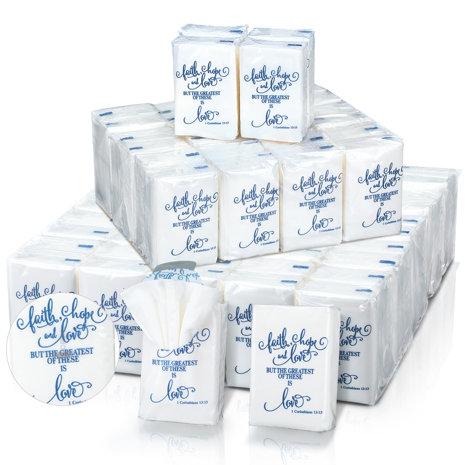 Spiareal 50 Pcs Blue Mother of the Bride Happy Tears Tissues for Wedding Bulk 3 Ply Mother of the Bride Tissues Pocket Paper Mini Travel Size for