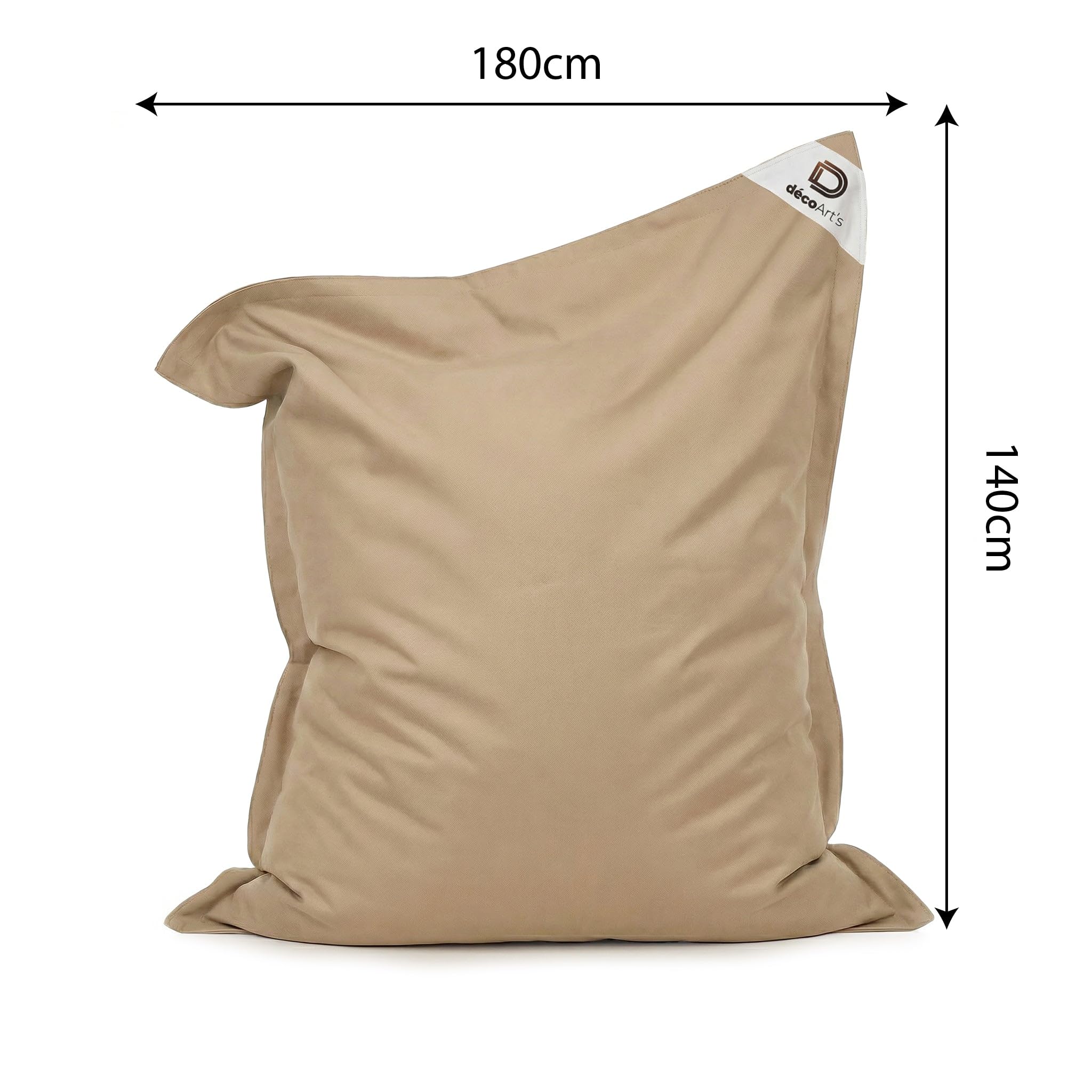 Pouf da Esterno Gigante XXL 180x140cm Imbottito (Non Gonfiabile) Galleggiante Piscina - Pouf Giardino Impermeabile Sfoderabile - Riempimento 450L Palline Polistirolo - Beige