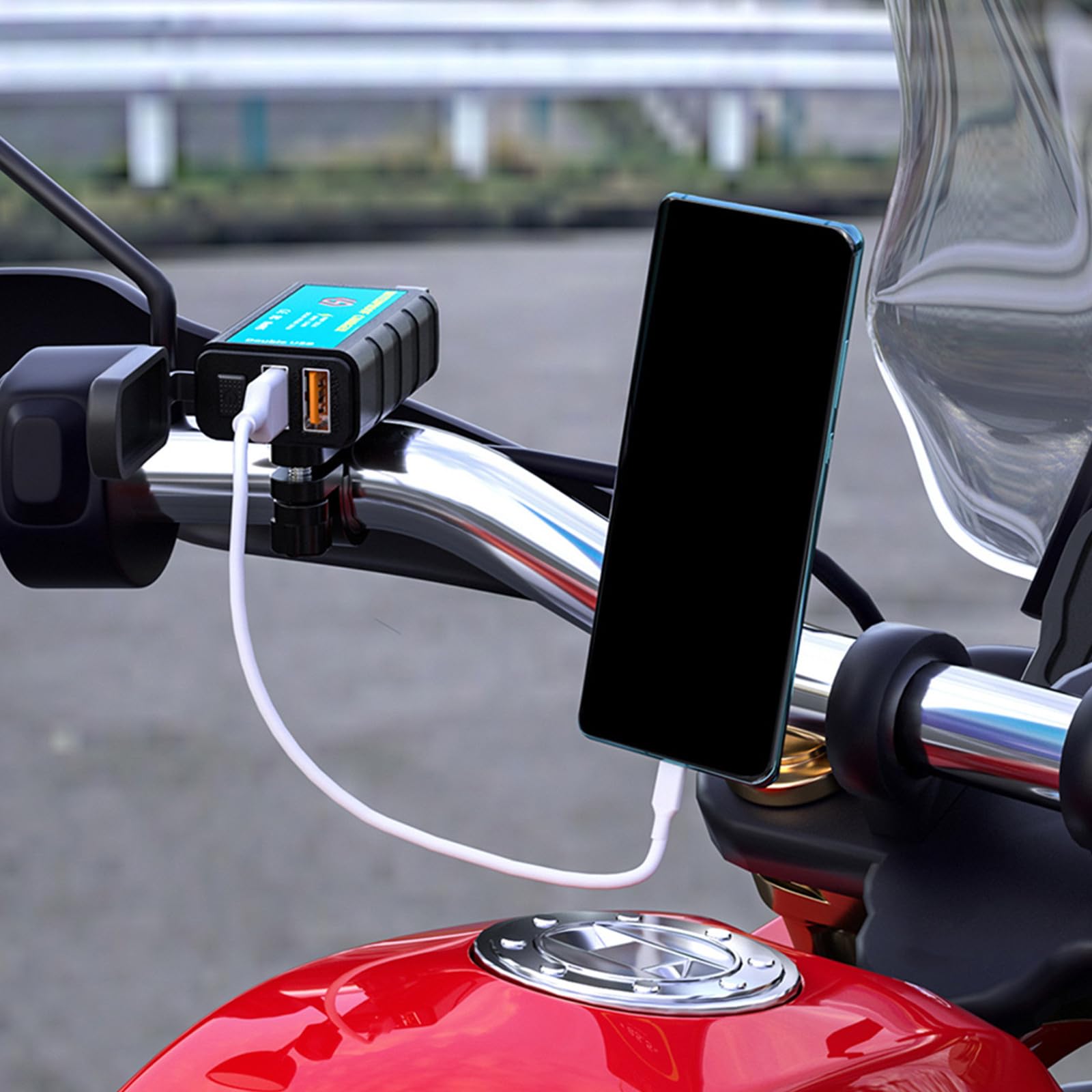 ABOOFAN Motorrad-Steckdose mit Dual-USB-buchse Kfz-ladegerät SAE Motorrad-ladeadapter wasserdichte Abdeckung für Motorrad-USB-ladegerät
