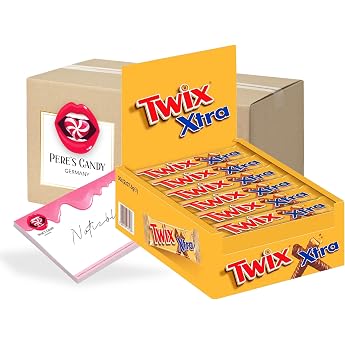 Pere's Candy Bundle for Twix Xtra 30 x 75 g Chocolate Bar + Pere's Candy Notepad DIN A7 25 Sheets