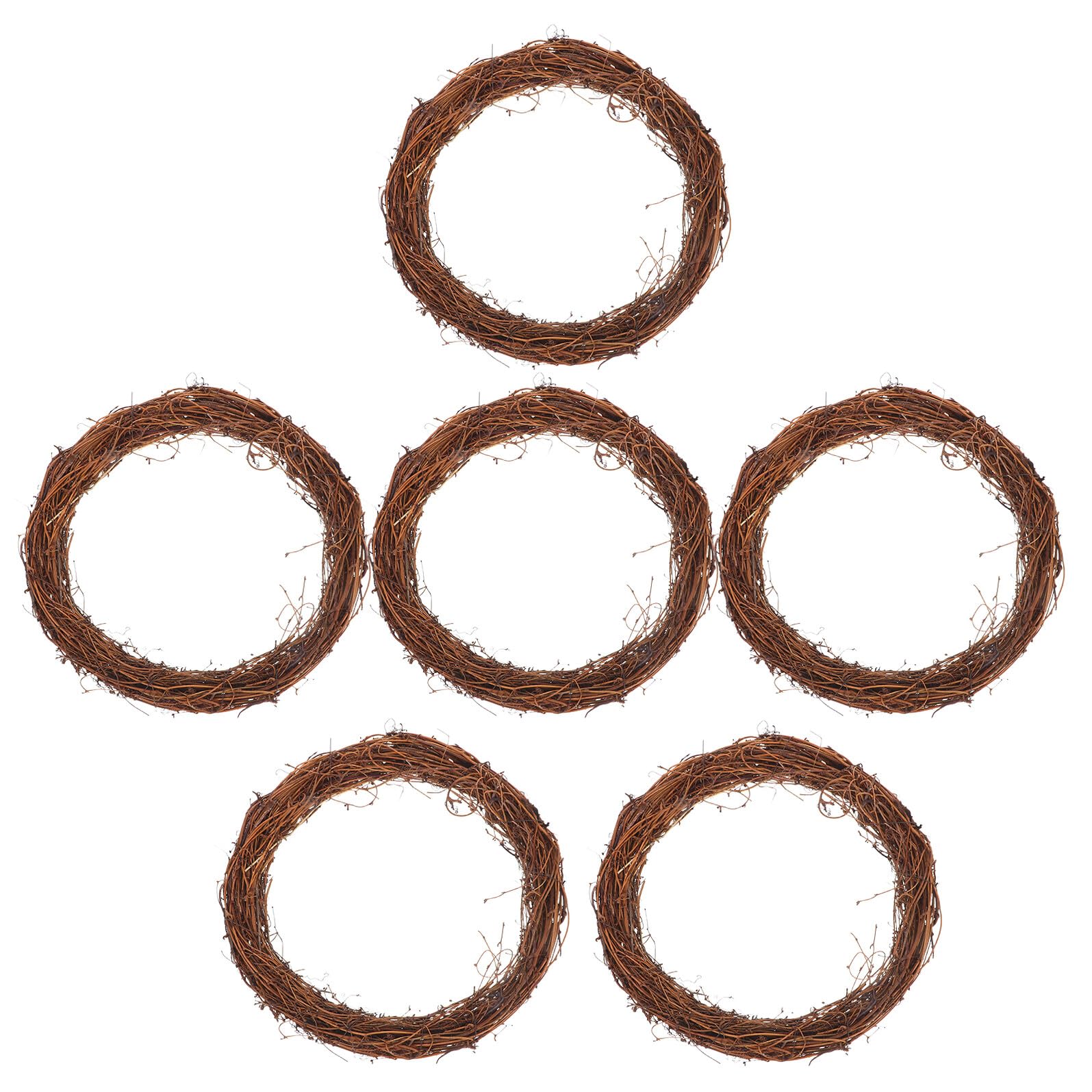 ERINGOGO 6 Stück Rattan Kranz Handgefertigt Natürliches Material Robust Für Weihnachtsdeko Türkranz Hochzeit Deko Adventskranz Naturkränze