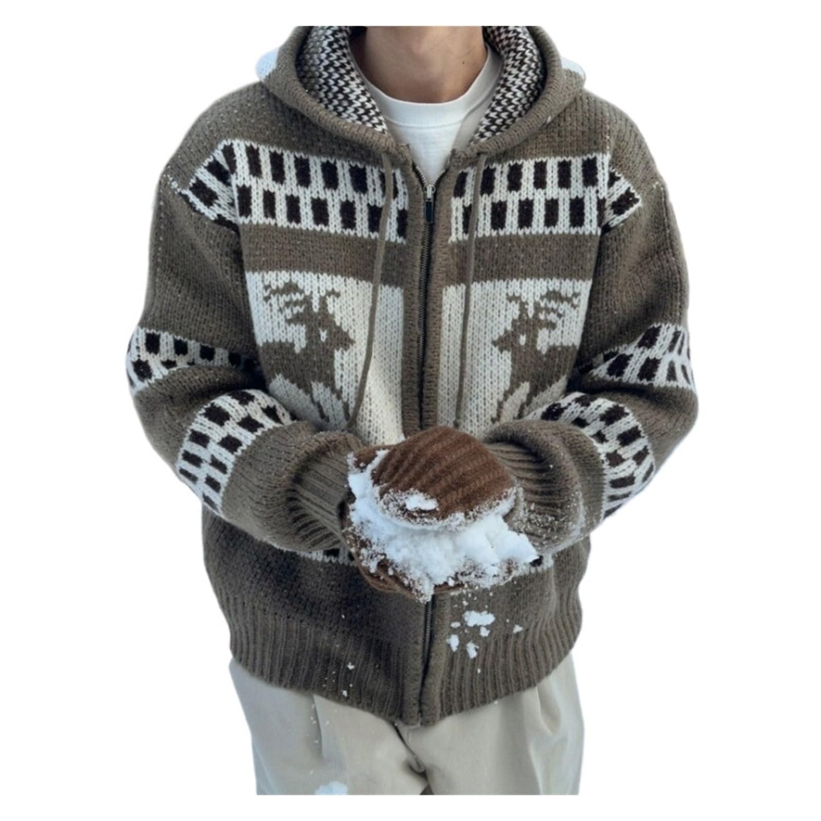 yoneeyo Men's Zip Up Cardigan Sweater - Full Zipper Slim Fit Thick Knit Sweater Jacket mens zip up sweater(Medium)