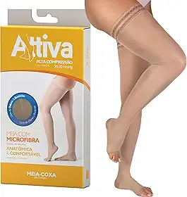 Meia de compressão Feminina 7/8 Meia Coxa Alta Compressão 20 - 30 Ponteira Aberta ATTIVA