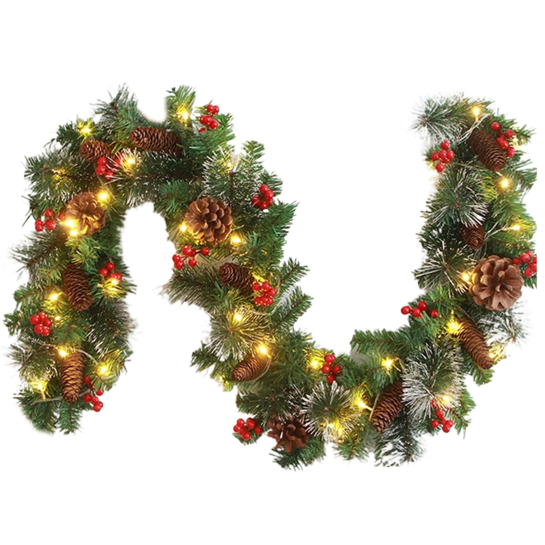 Guirlande de Noël pour manteau de cheminée lumineuse à piles 50LED