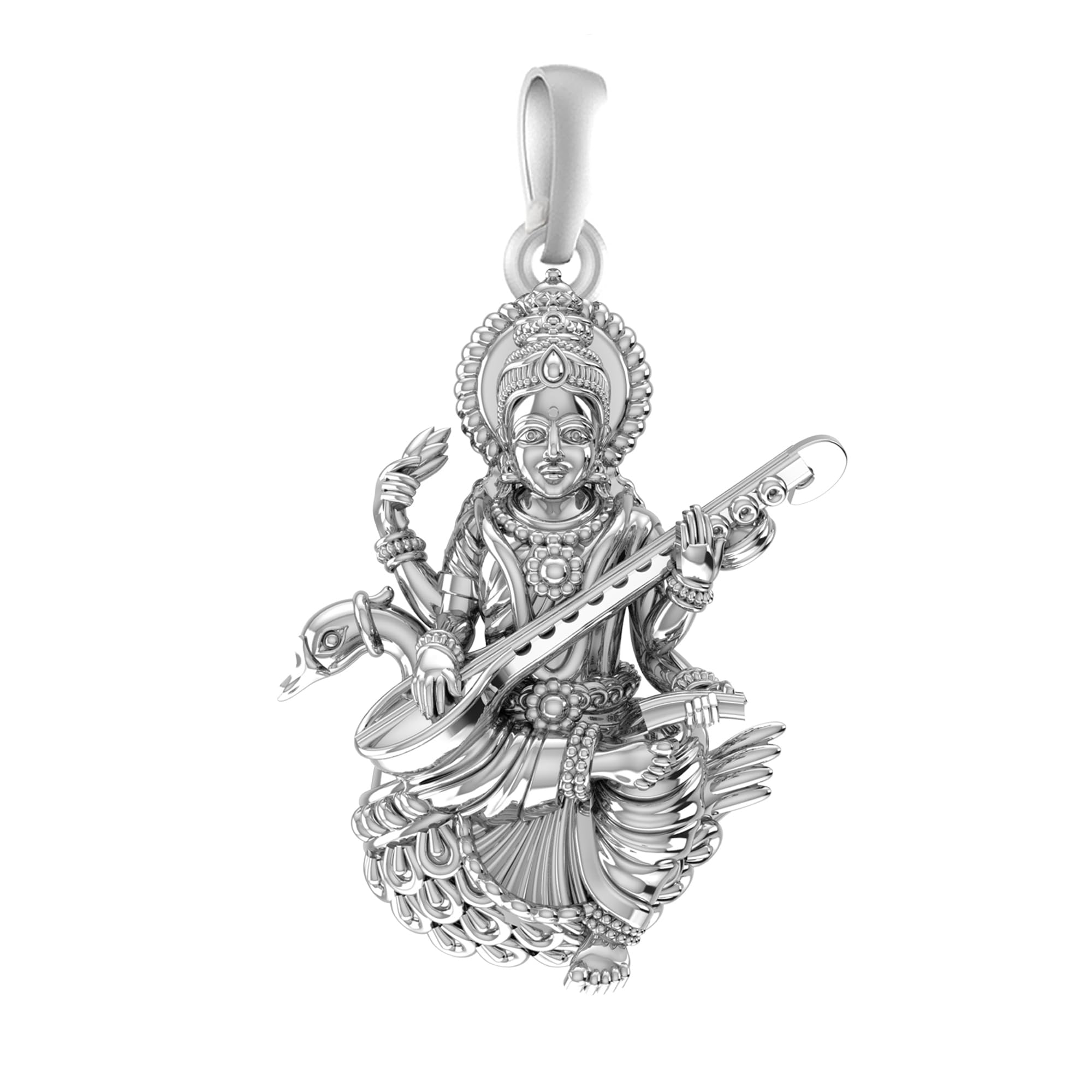 akshat sapphire Sterling Silver (92.5% purity) Goddess Maa Saraswati Pendant for Men & Women Pure Silver Lorddess Maa Saraswati Locket for Good Health & Wealth-picture-13