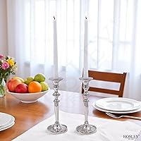 Vista 9 de Hosley Portavelas cónico con acabado plateado de 8 pulgadas de alto. Regalo ideal y uso para bodas, fiestas, spa o aromaterapia