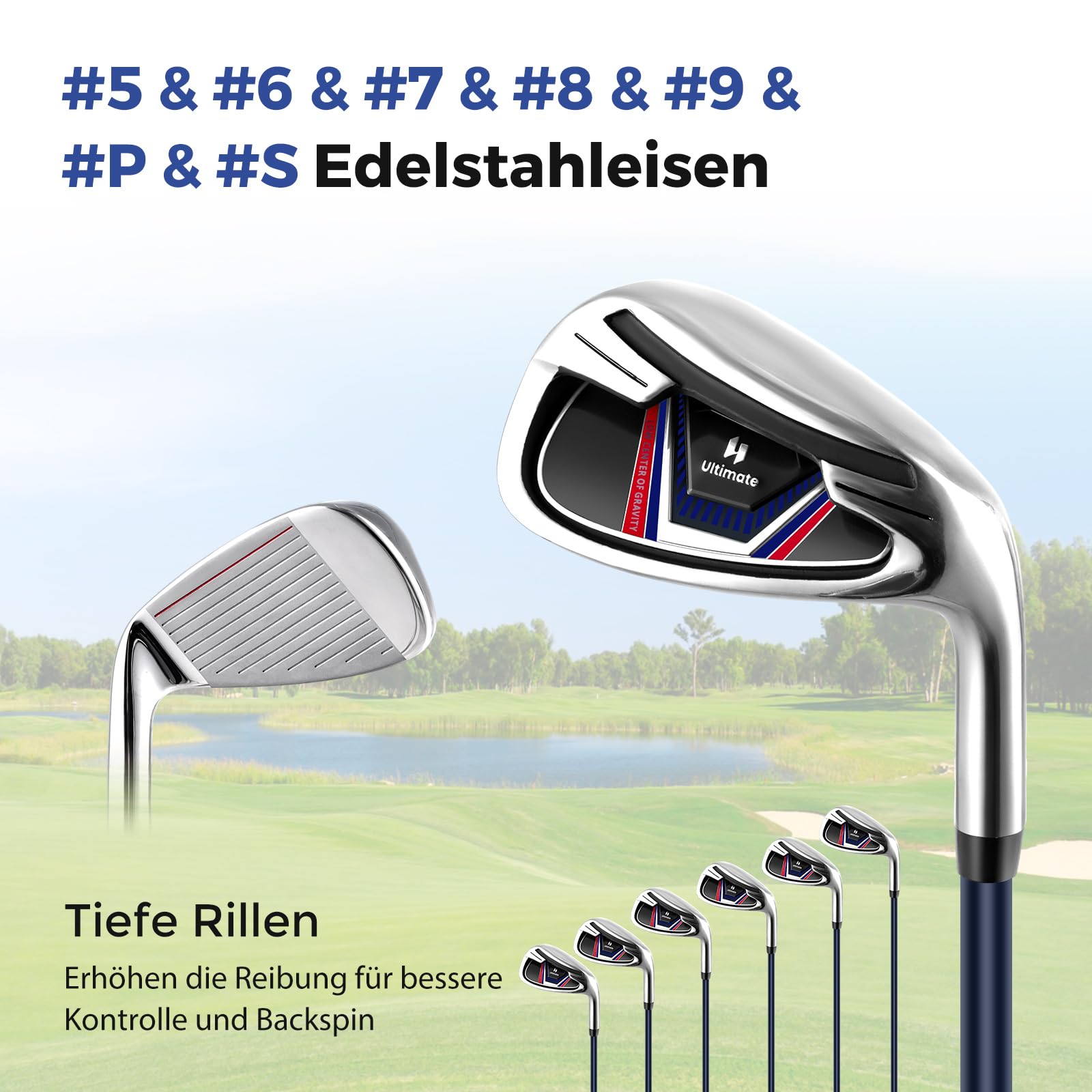 GOPLUS Męski zestaw kijów golfowych, zestaw do golfa łącznie z 460CC #1 Driver, #3 Fairway Wood, #5 Hybrid, #5, #6, #7, #8, #9, #S & #P, żelazo, putter, kije golfowe z osłoną przeciwdeszczową, uchwyt
