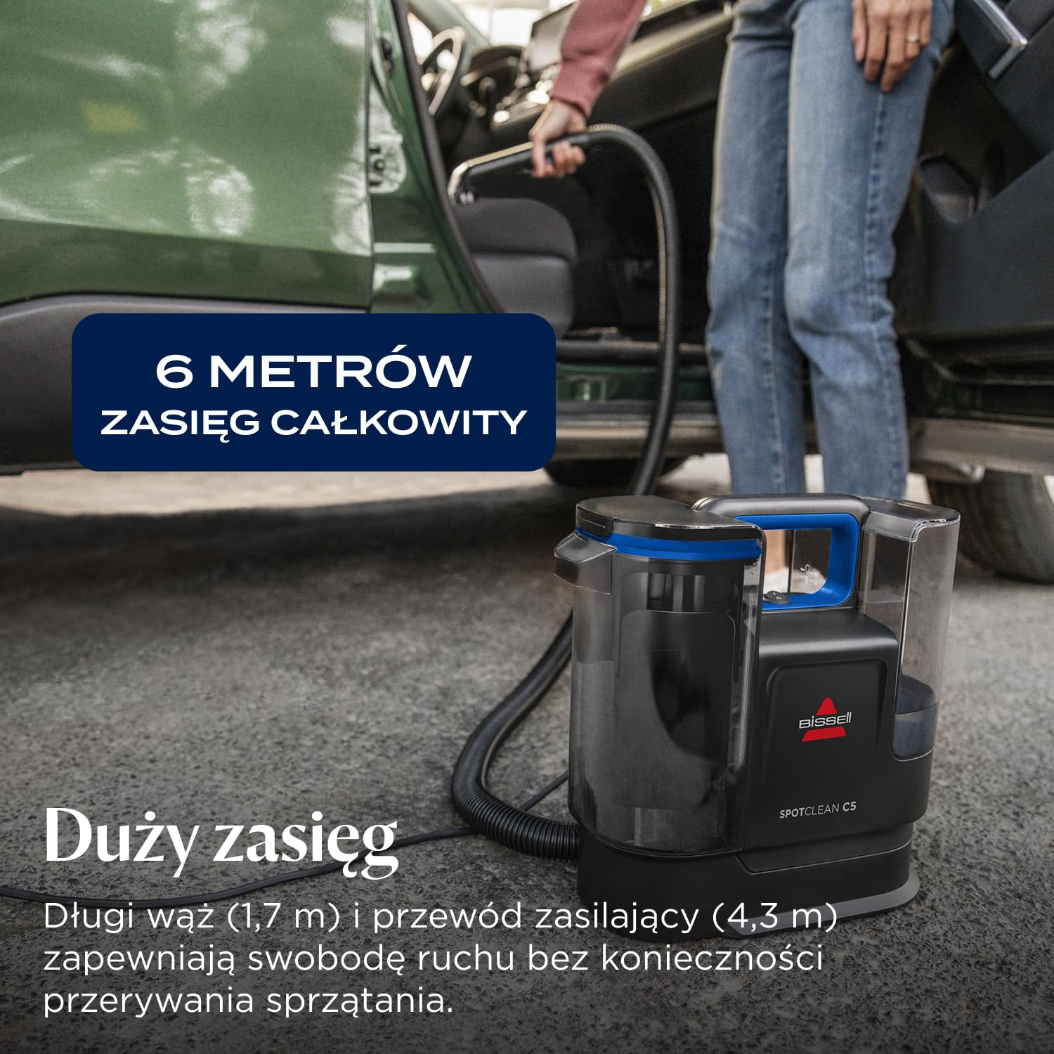 BISSELL SpotClean C5, Odkurzacz Piorący do Tapicerki, Odkurzacz do Dywanów z Systemem Triple Action, Lekka Odkurzacz do Prania Dywanów, Tapicerki, Samochodów, Kanapy i Innych, Mocny Silnik 400W, 3861N