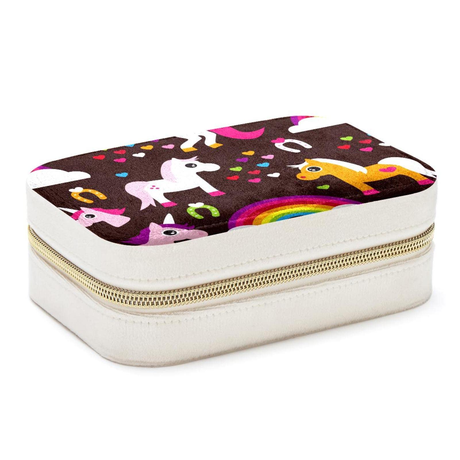 Boîte à bijoux licorne pour fille et voyageuse - Mini coffret de rangement bagues et colliers