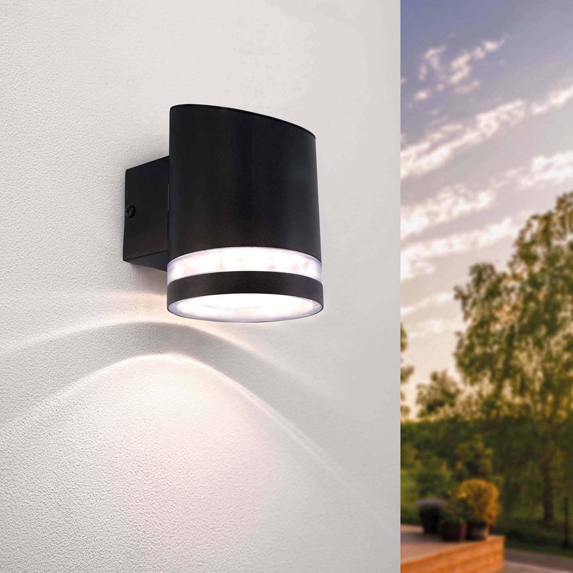 Ledvion - Wall Lamp, Outdoor Lamp, Outdoor Lighting, Solar Garden Lighting, LED Lamp, Mood Light, Elara, 3000K, IP44, Black Lamp
