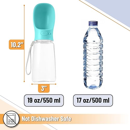 Miniatura 3 de Mr. Pen - Botella de agua para perros, 19 onzas, grande, azul aguamarina, dispensador portátil de botella de agua para perros, no apto para