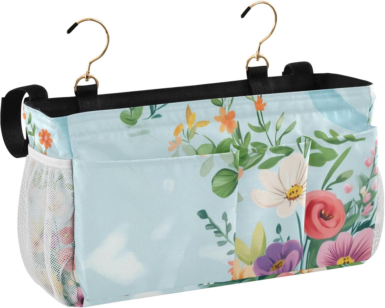 susiyo Bright Colorful Flowers Bedside Caddy Bedside Organizer Bedside Storage Caddy College Dorm Bed Accessories
