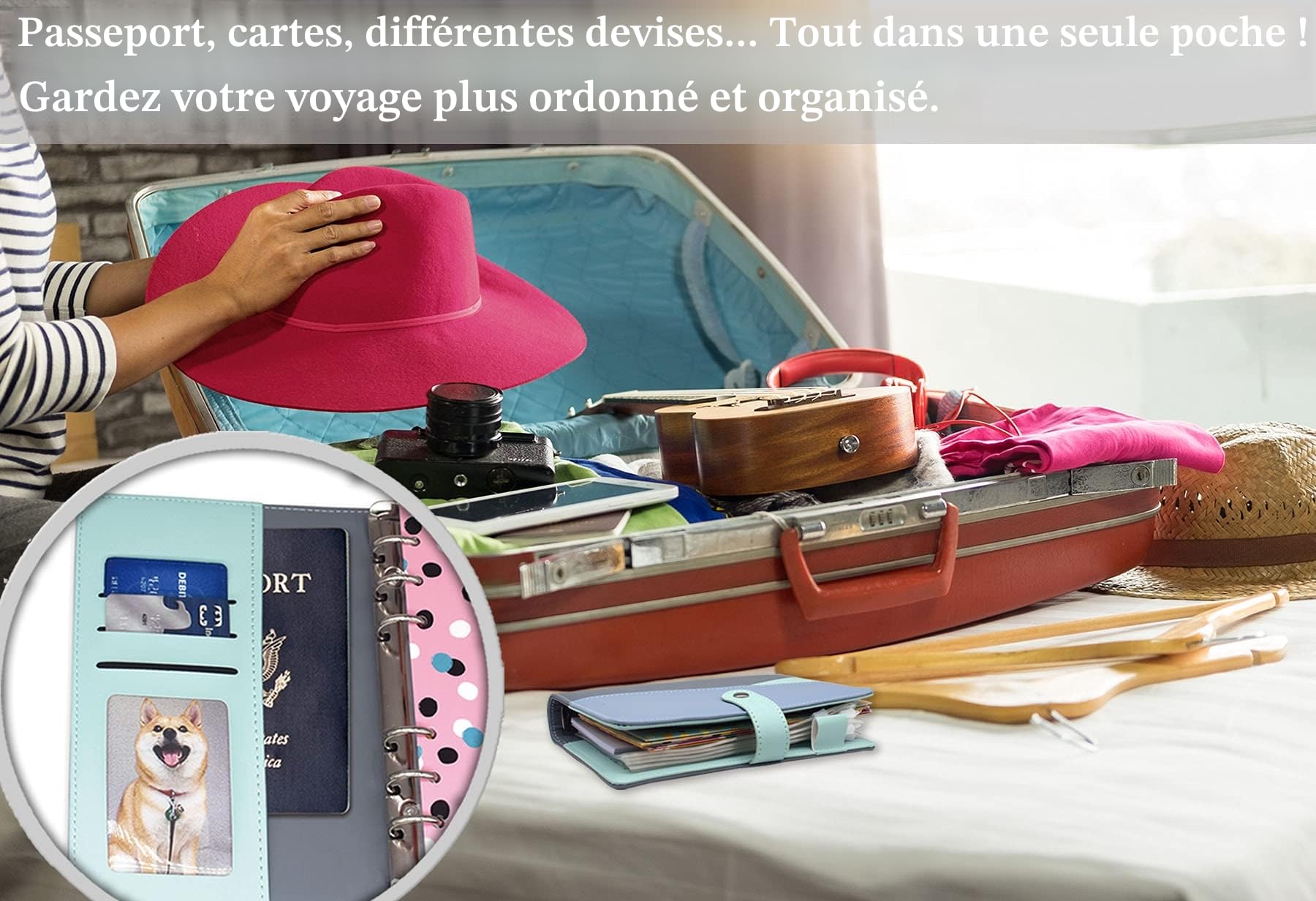 Ginmlyda Enveloppe Budget Planner Francais Cash 6 Pochettes PVC 6 Enveloppes Classeur 12 Tableaux 2 Autocollants Stylos Bleu