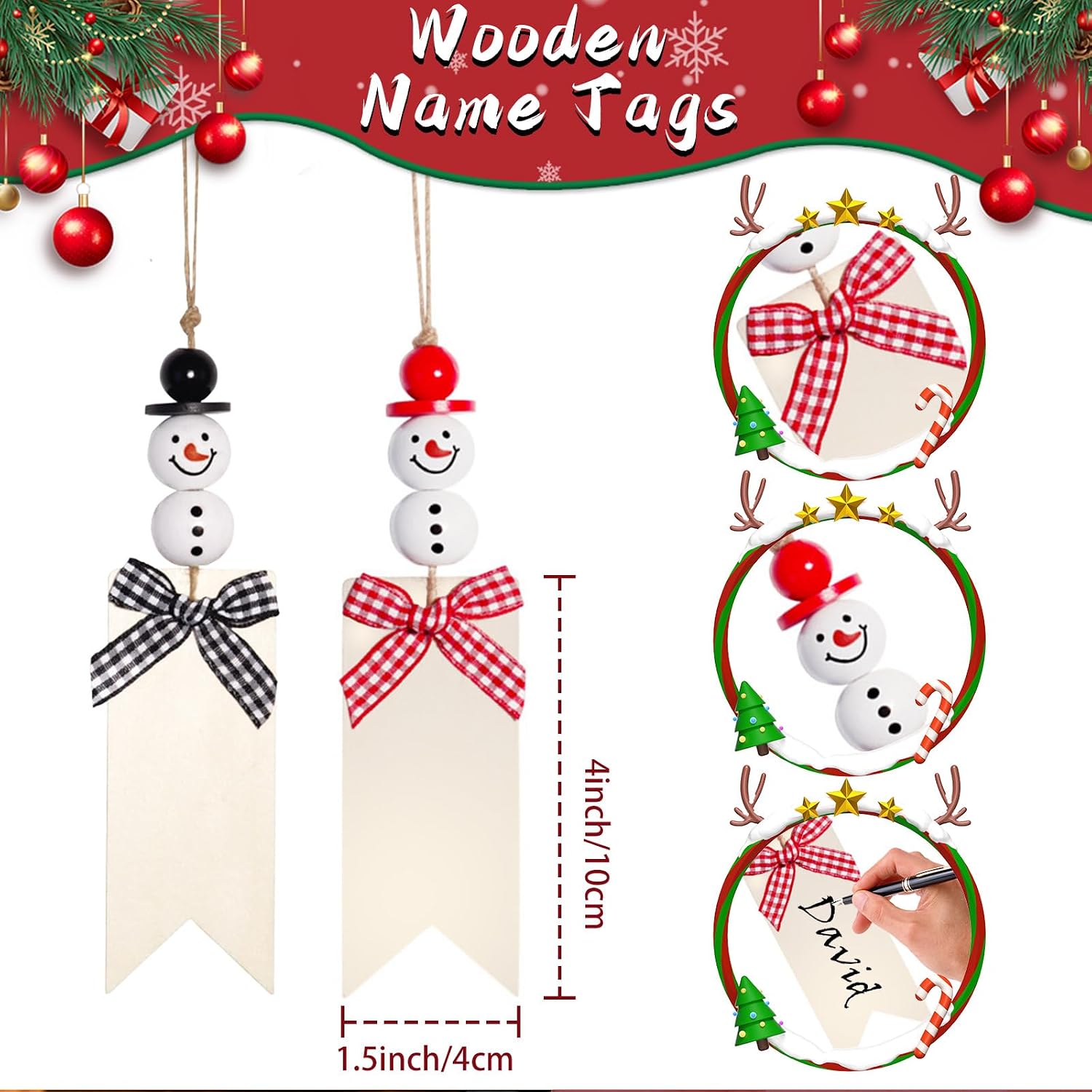 18" Personalized Christmas Stocking with Tag,Green(Body)/Ivory(Cuff)