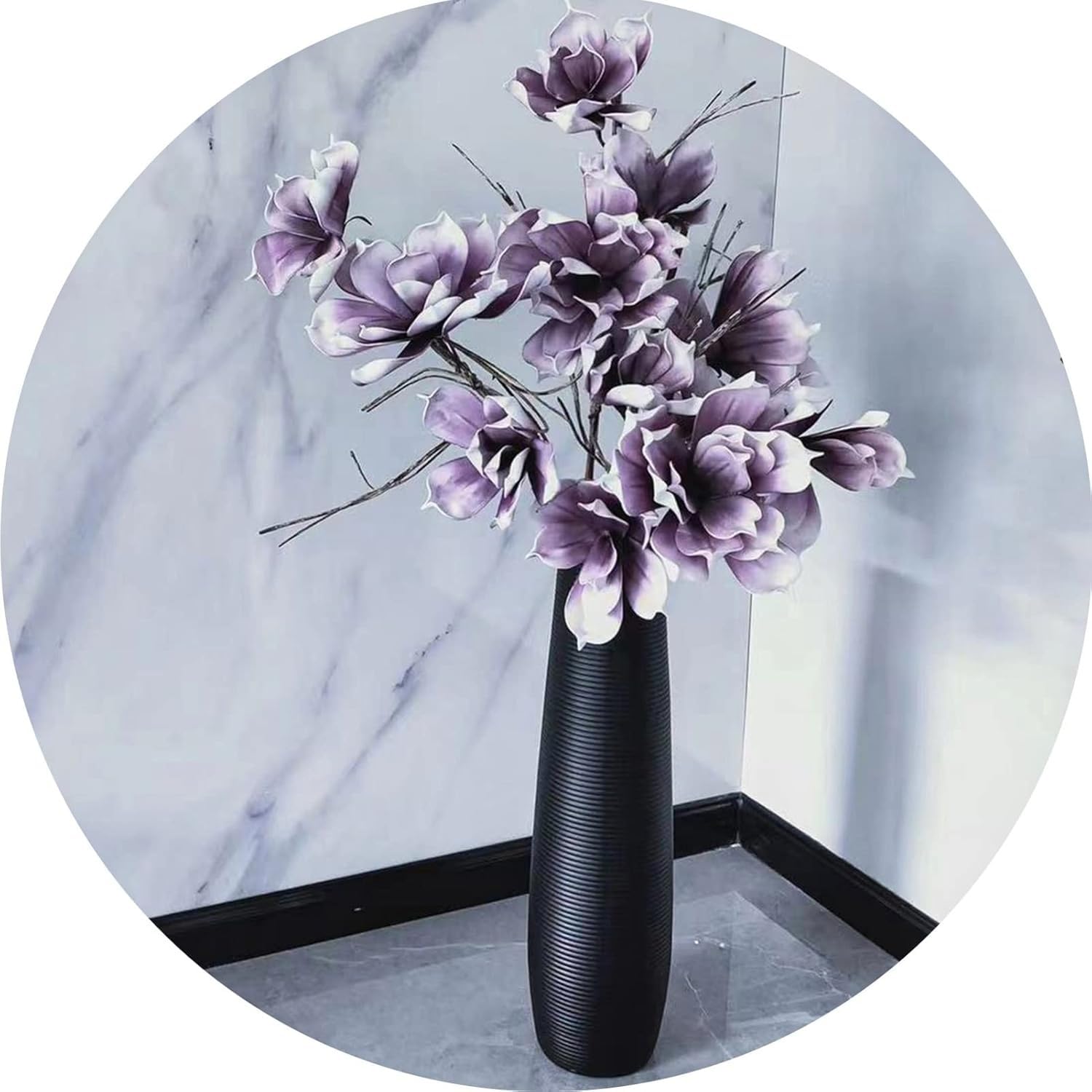 SnamicE Ceramic Vase,Decorative Large Vases,floor vases,Vases White Large Floor Vase,Ceramic Vase,Decorative Tall Flower Holder for Modern Rustic Farmhouse, Bookshelf Décor, Dinin,Black-76cm